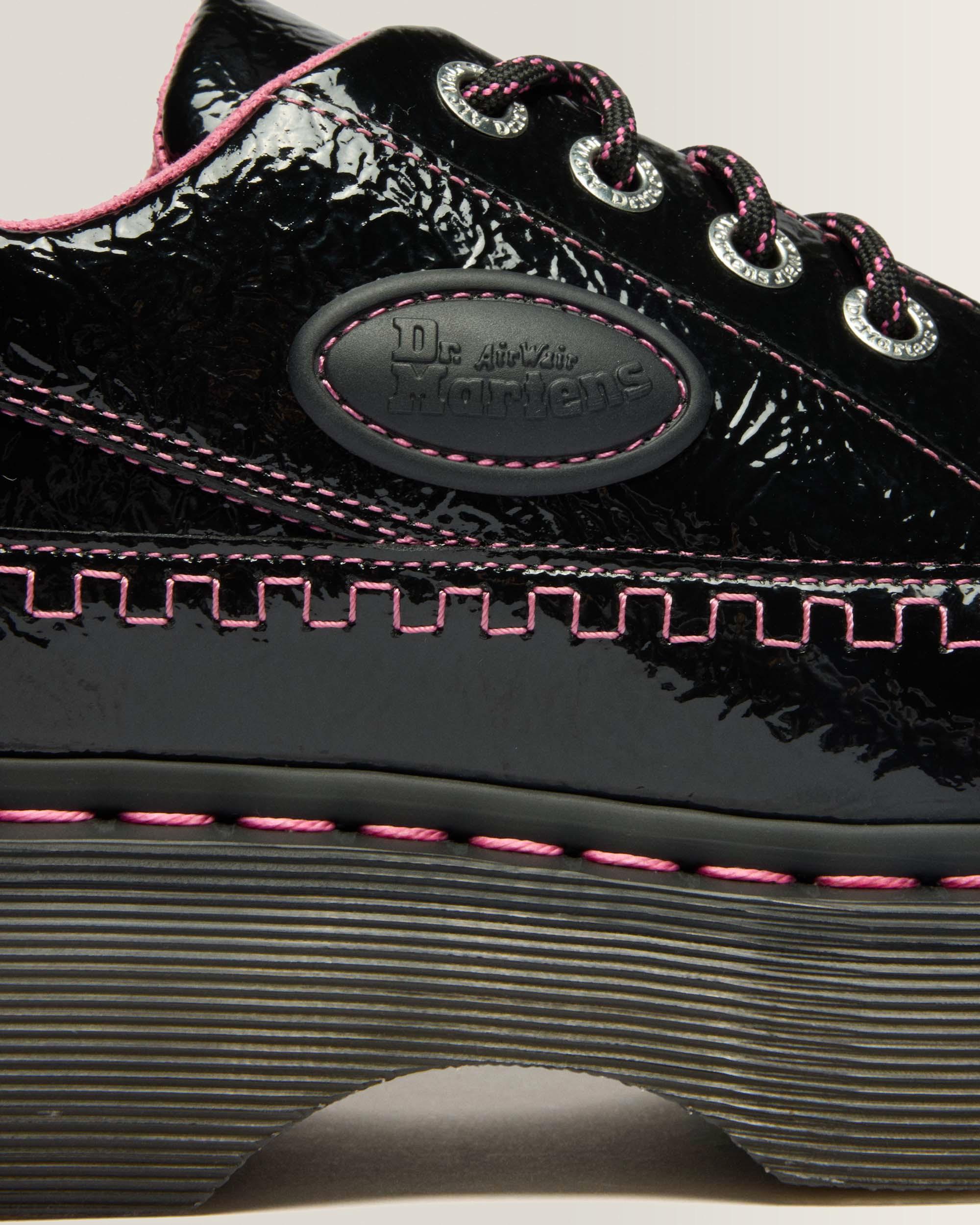 Buzz 5-Eye Distressed Patent Leather Shoes