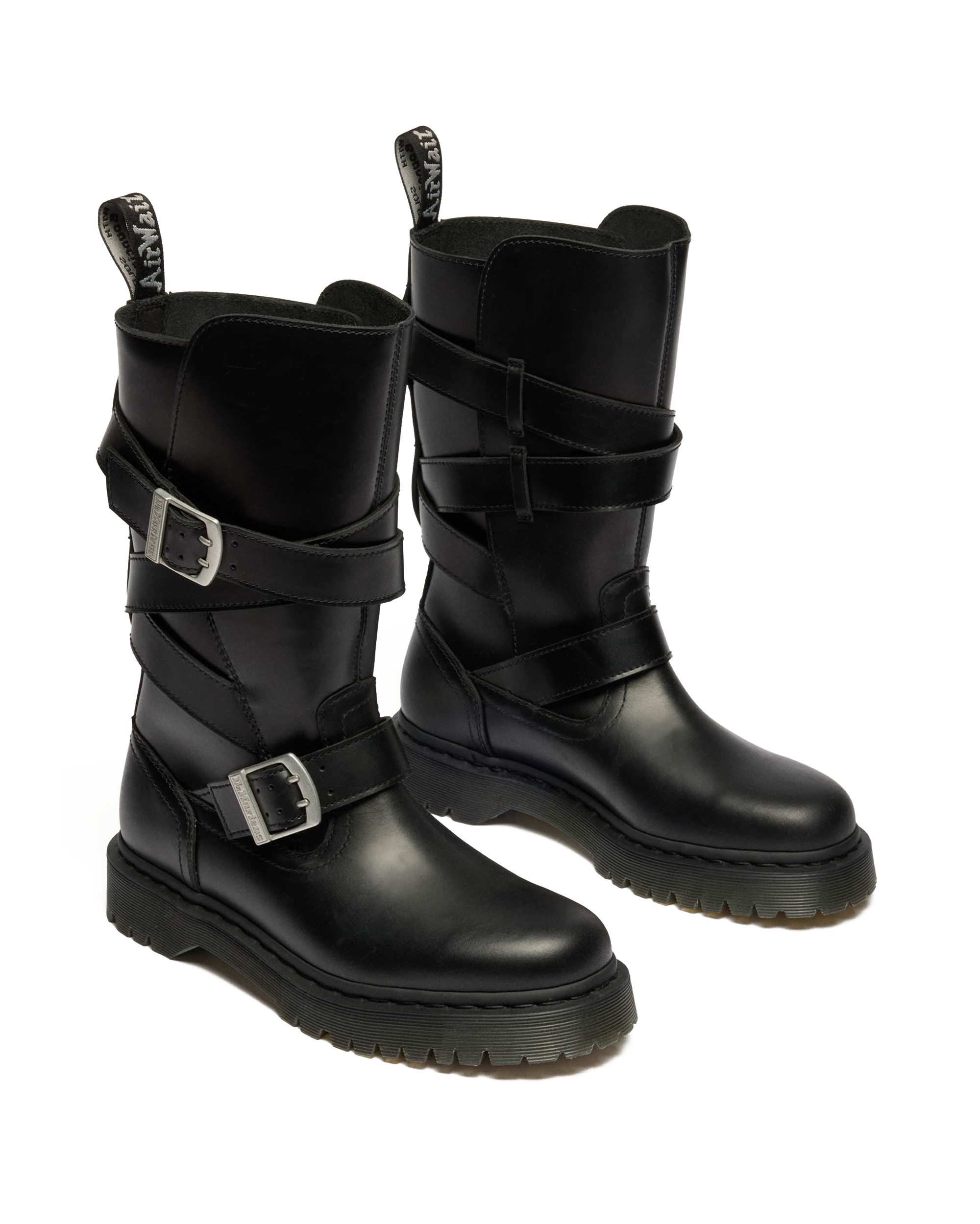 Anistone Two Strap Leather Biker Boots