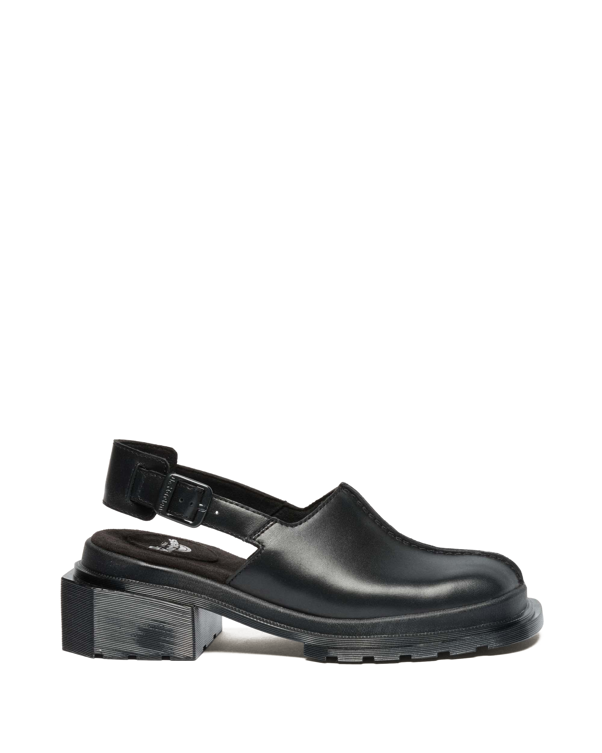 Maybole Square Toe Leather Mules in Black | Dr. Martens™