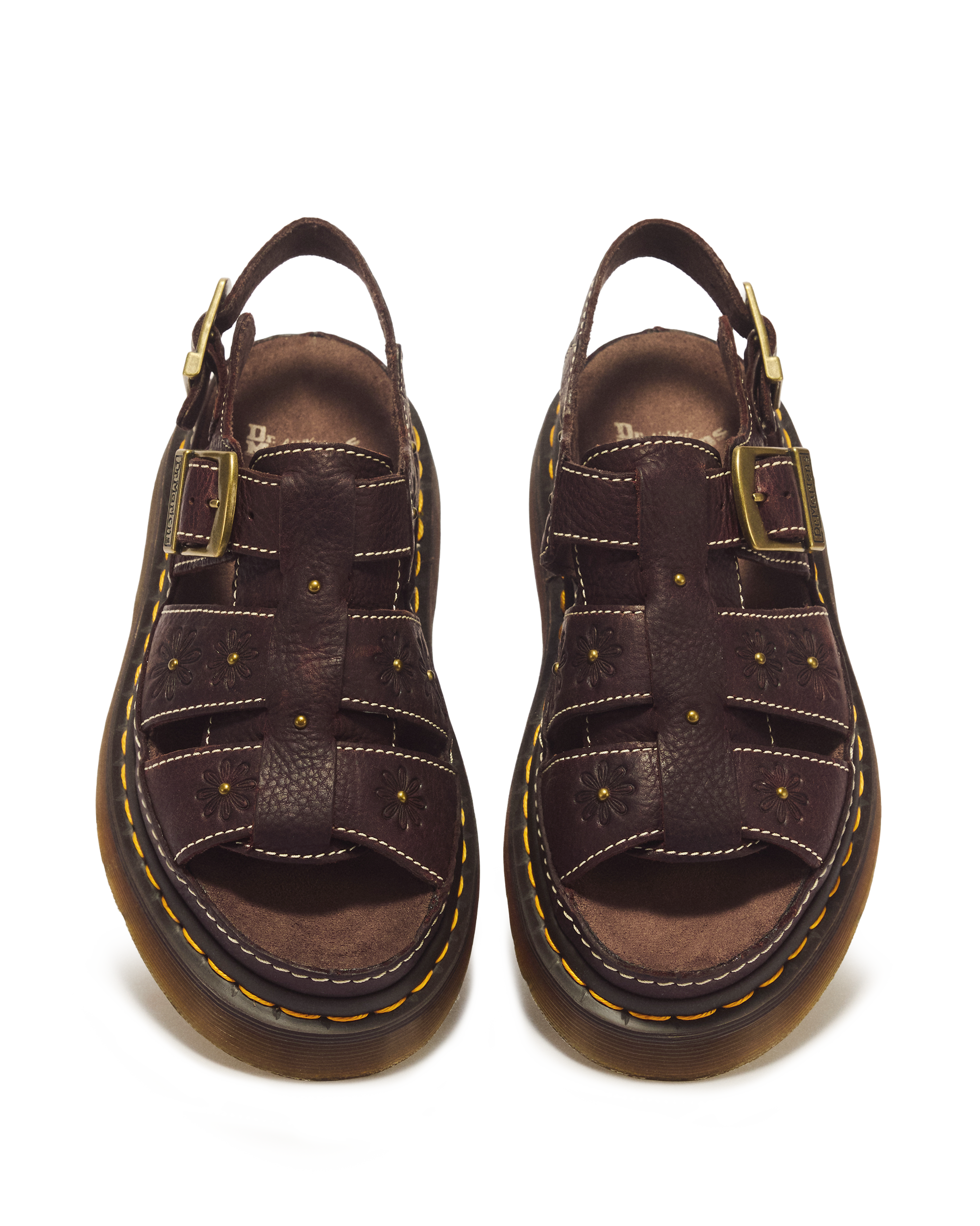 Sandales fisherman plateformes Wrenlie en cuir Grizzly à bouts ouverts