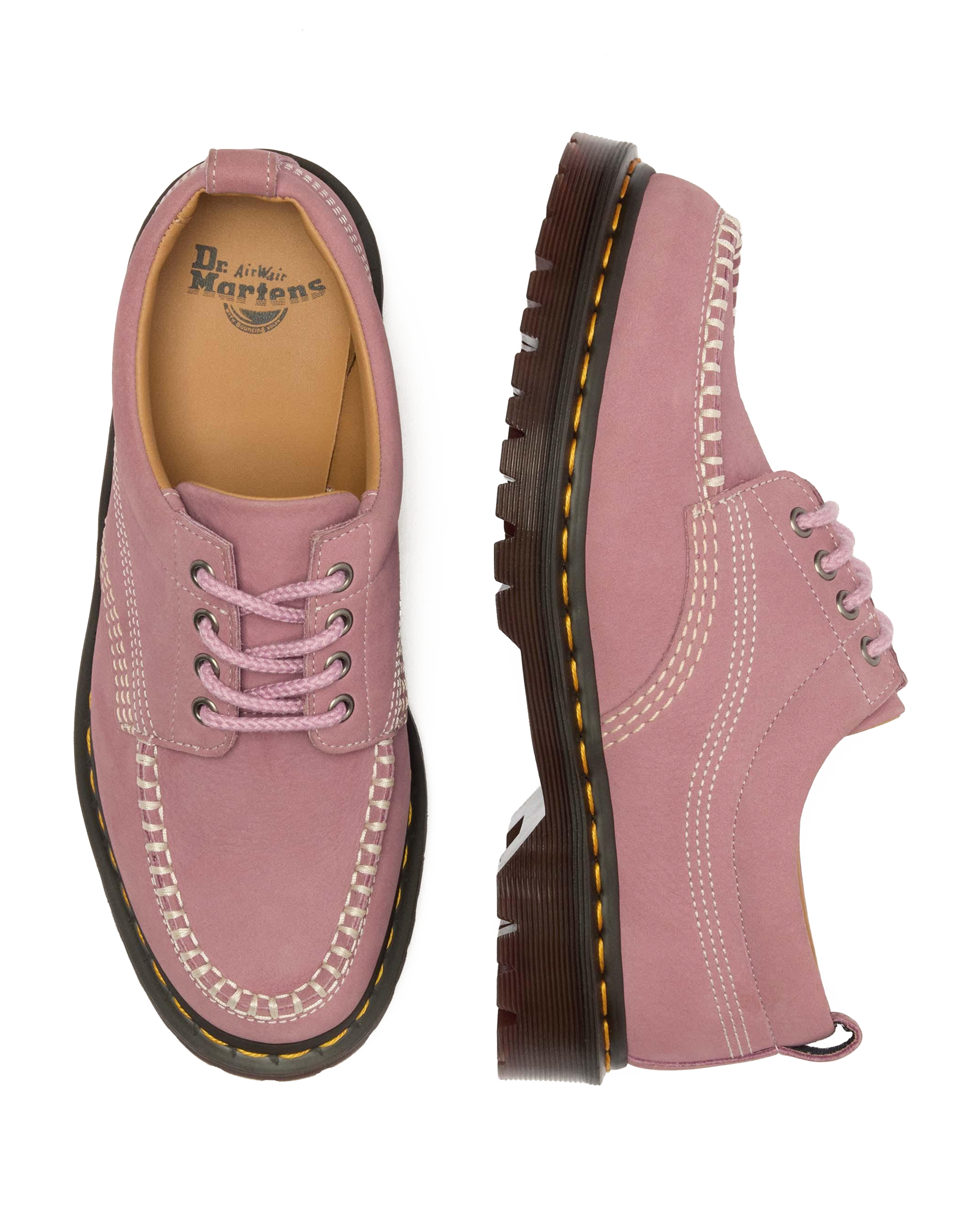 Lowell Nubuck Moc Toe Shoes in Dusty Rose | Dr. Martens™