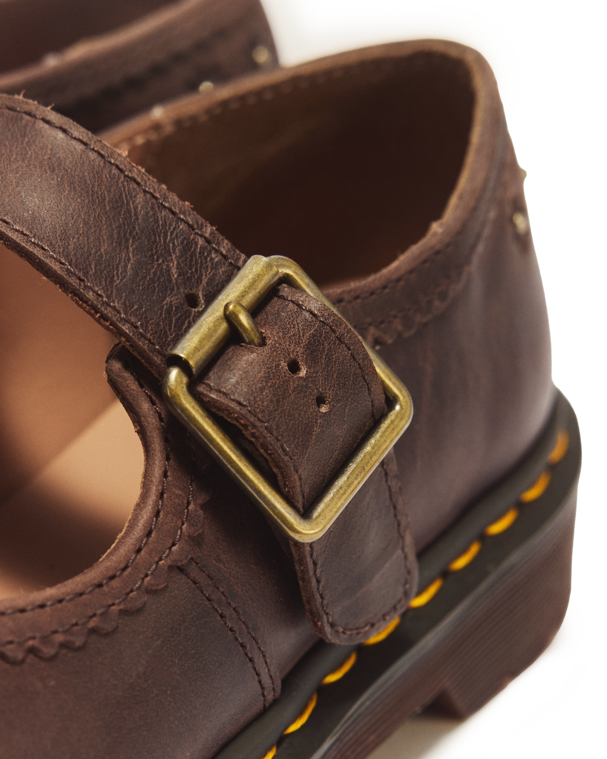 Mary Jane Flower Crazy Horse Leather Shoes