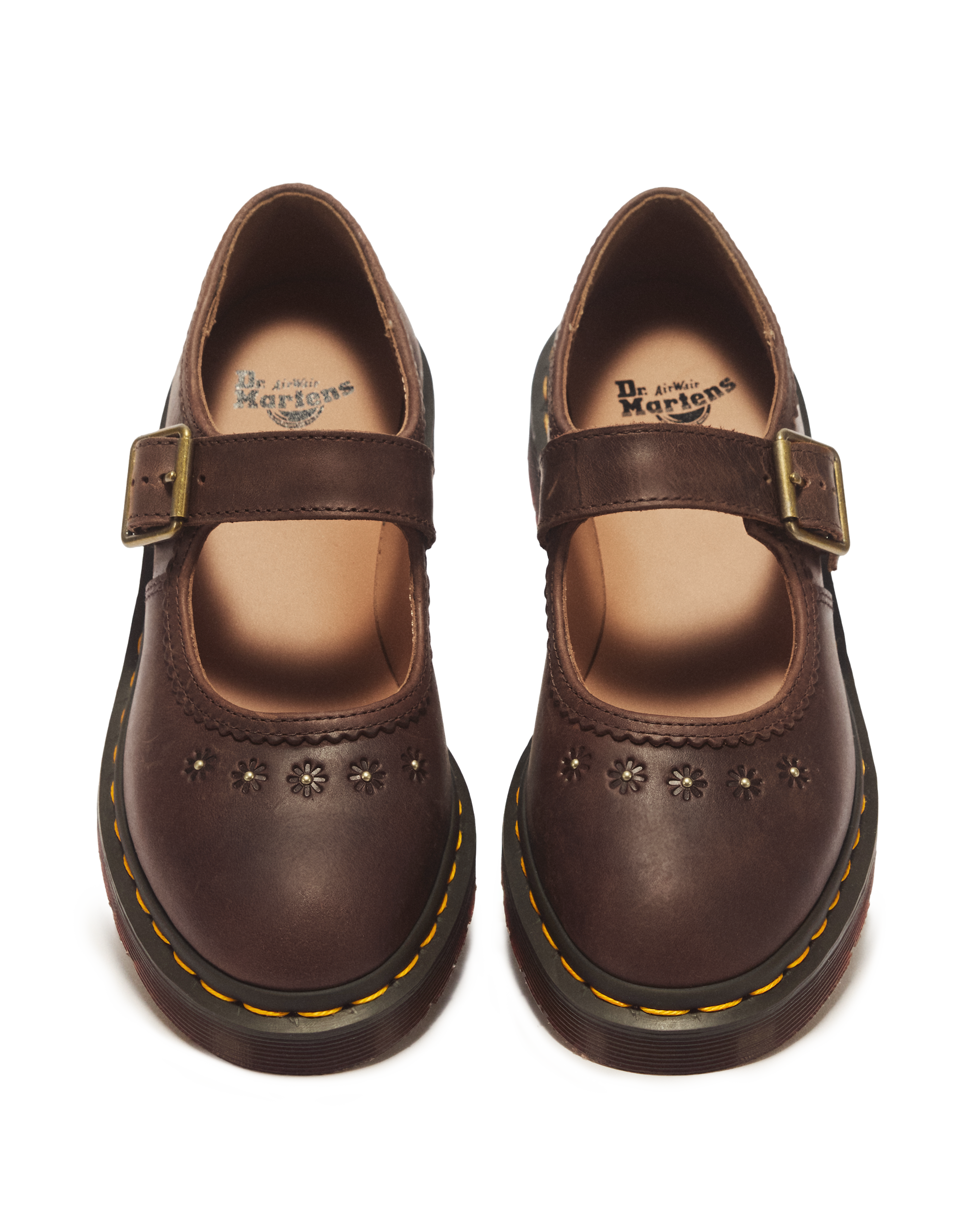 Mary Jane Flower Crazy Horse Leather Shoes