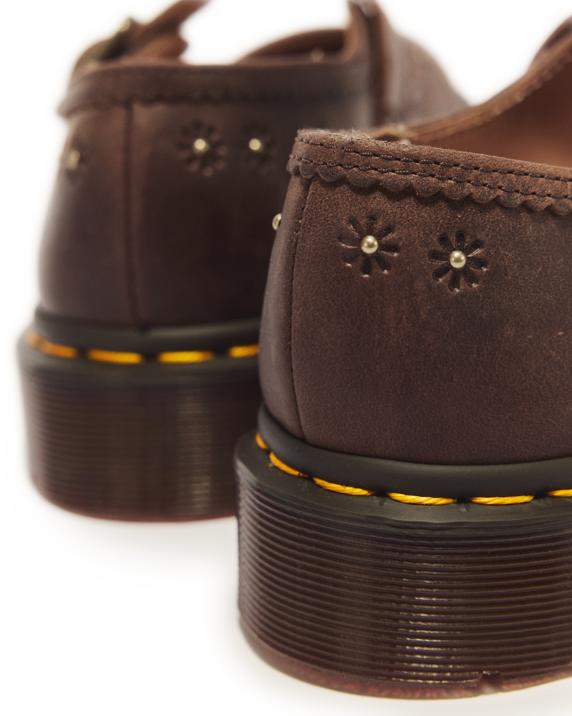 Mary Jane Flower Crazy Horse Leather Shoes