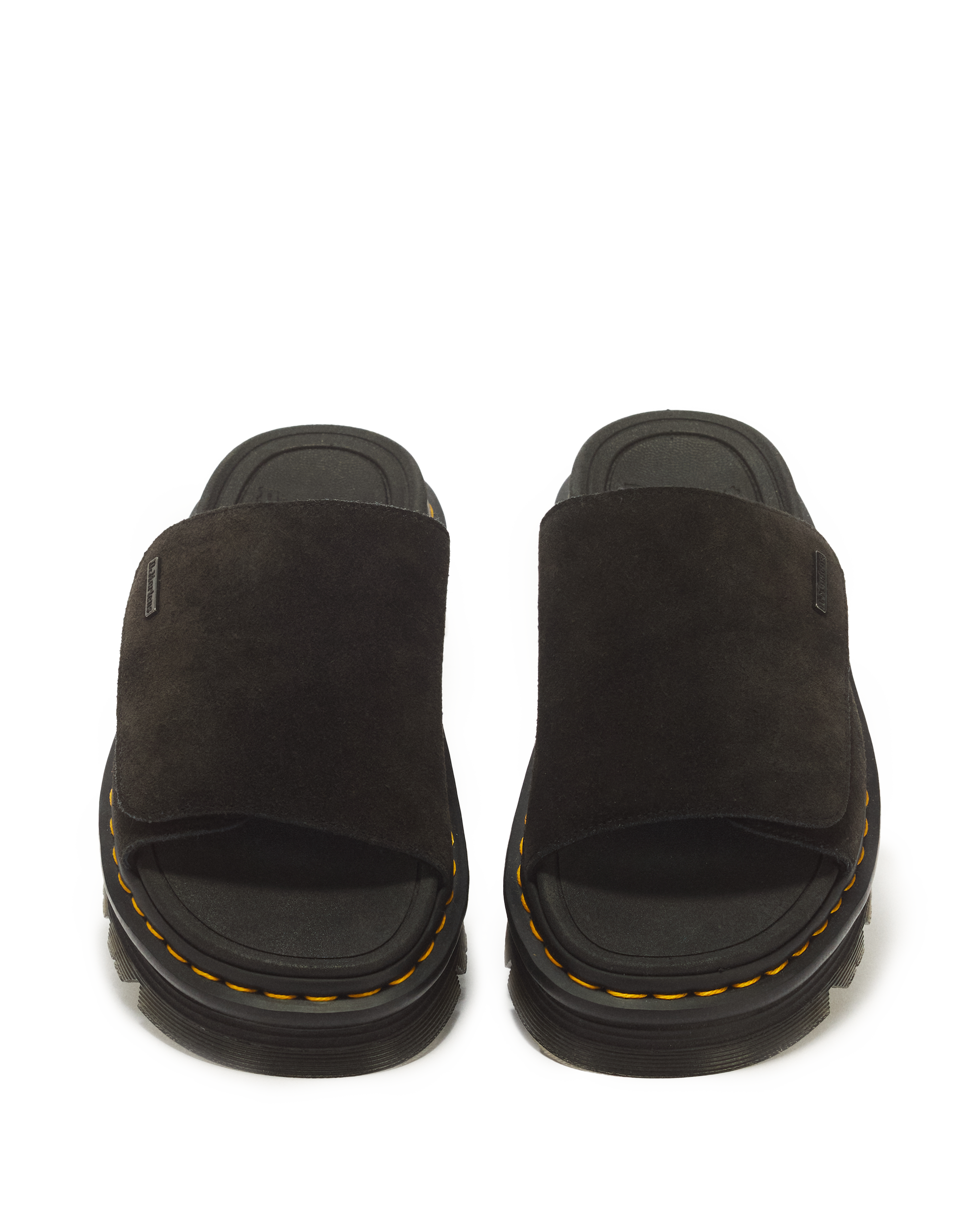 Zebzag Suede Platform Slides in Black | Dr. Martens™
