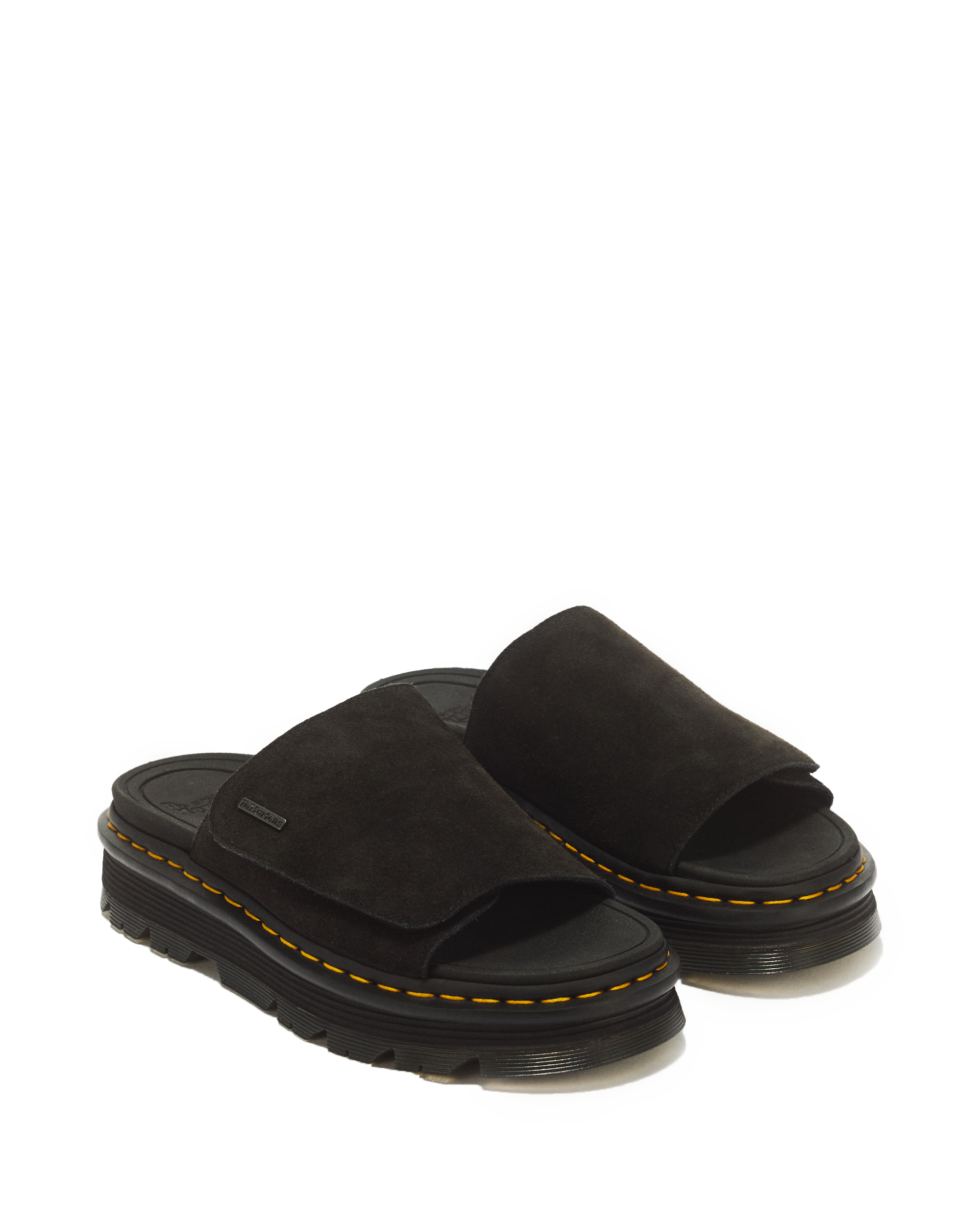 Zebzag Suede Platform Slides in Black | Dr. Martens™