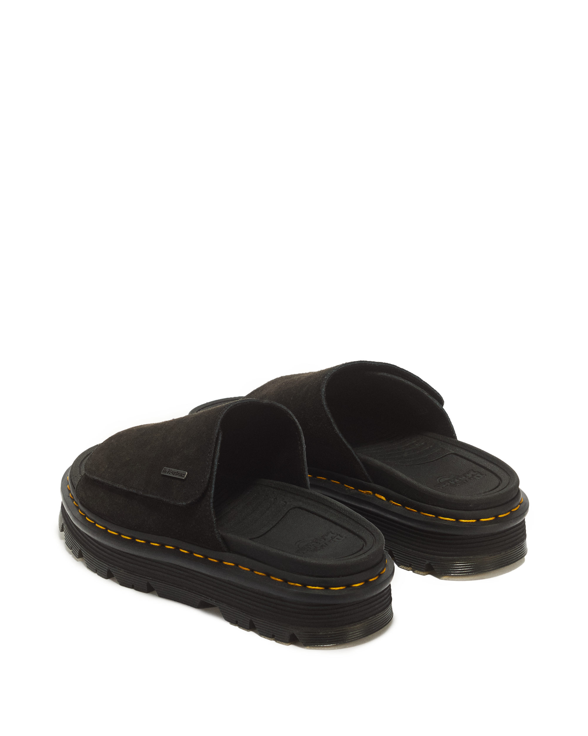 Zebzag Suede Platform Slides in Black | Dr. Martens™
