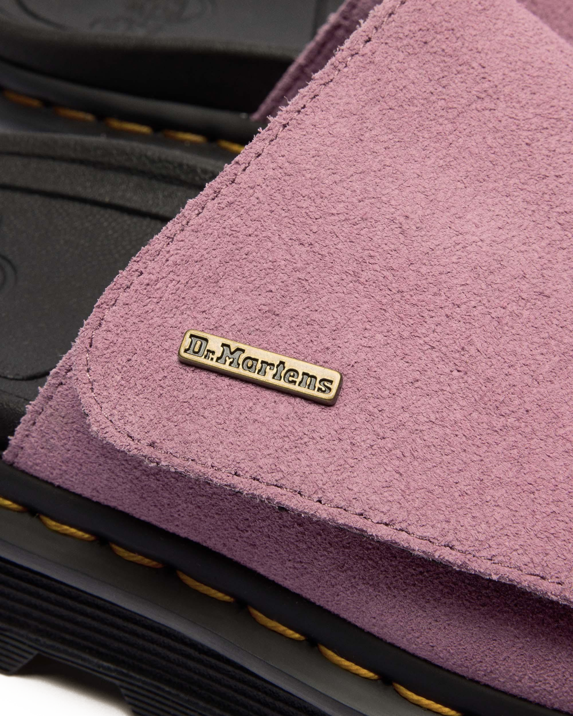 Zebzag Suede Platform Slides in Dusty Rose | Dr. Martens™