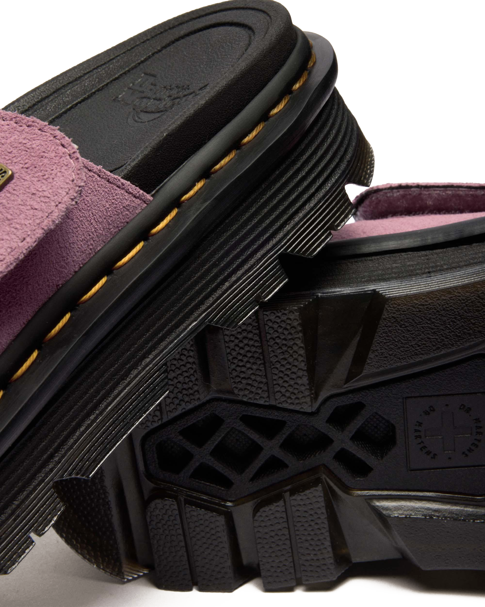 Zebzag Suede Platform Slides in Dusty Rose | Dr. Martens™