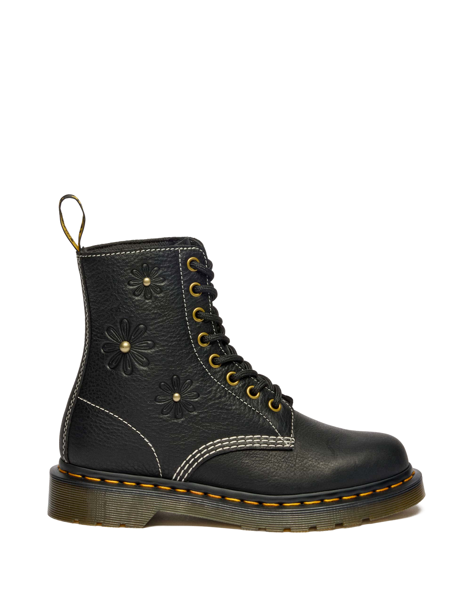 1460 Pascal Flower Grizzly Leather Boots in BLACK | Dr. Martens™
