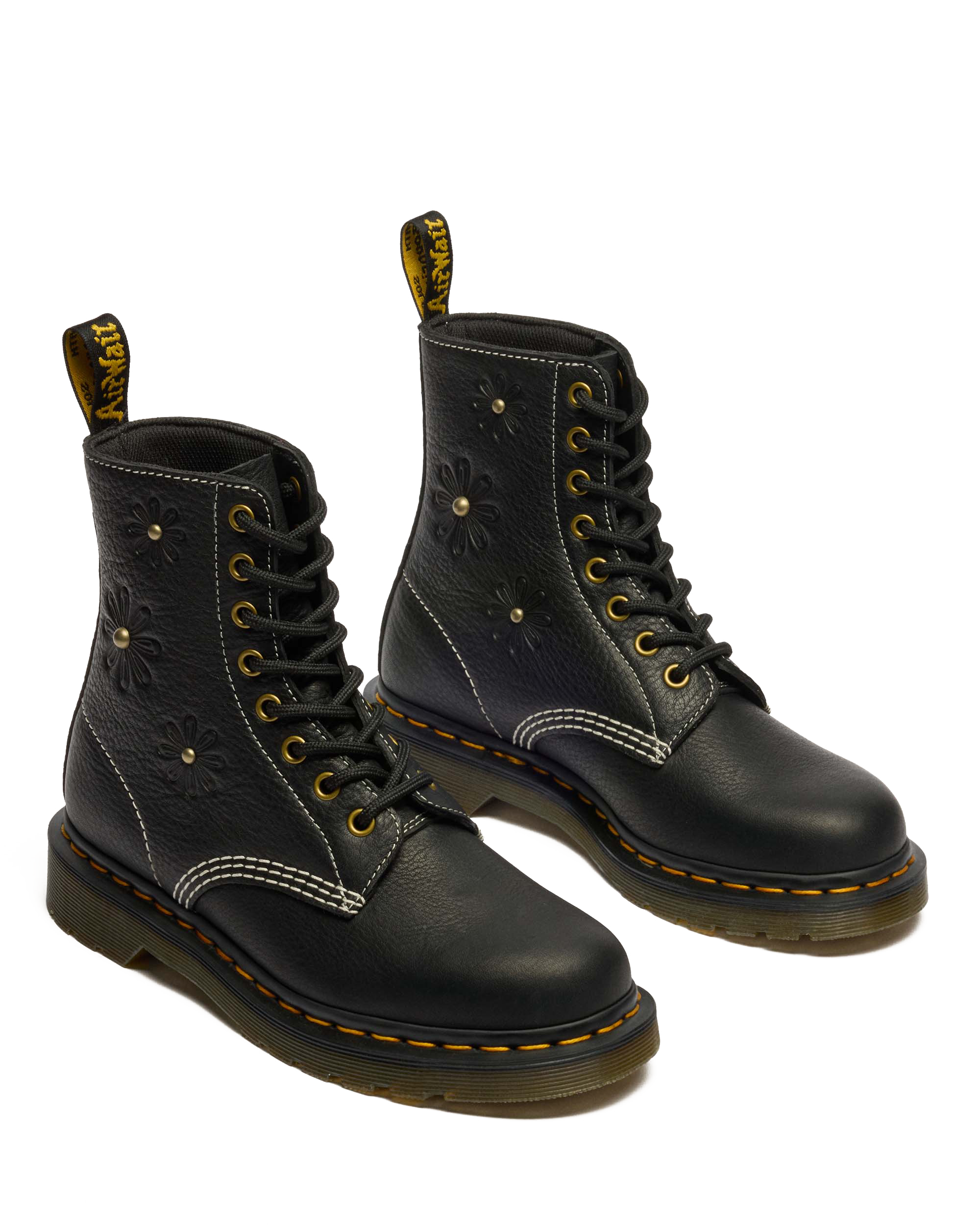1460 Pascal Flower Grizzly Leather Boots in BLACK | Dr. Martens™
