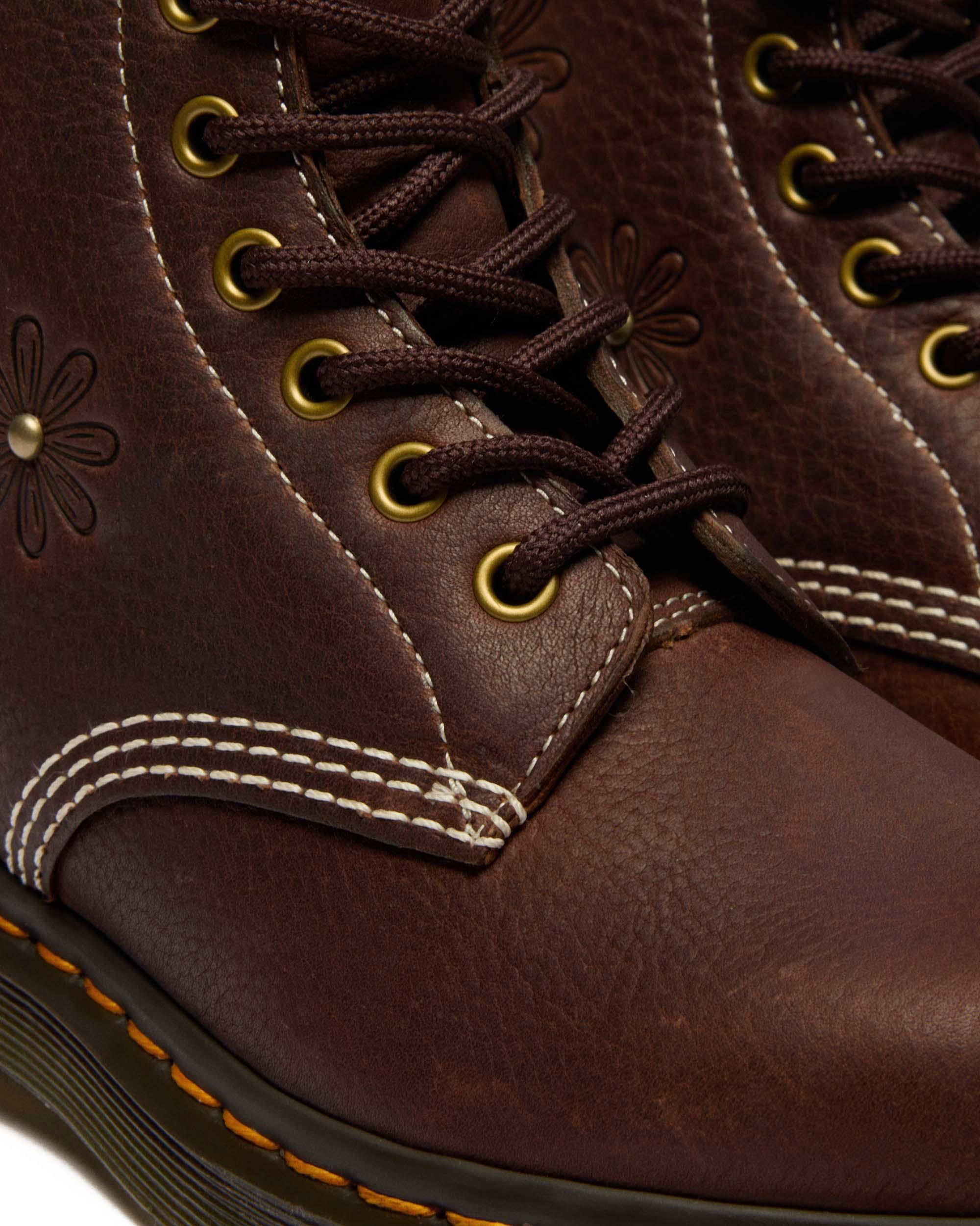 Dr. Martens バーガンディ レザー ブーツ EU37 UK4 1460 Pascal Flower Grizzly Leather Boots in Dark Brown | Dr. Martens™