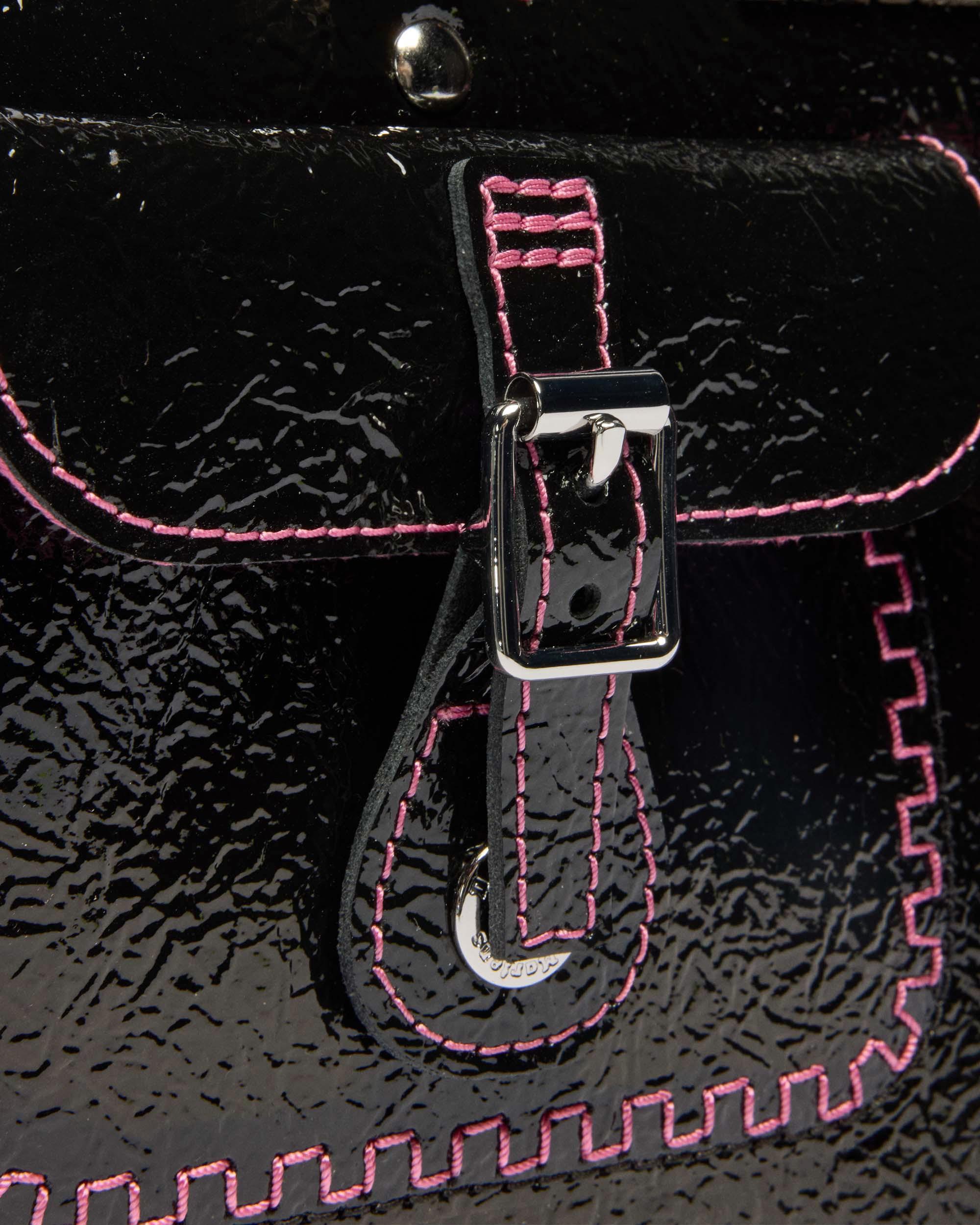 Top Handle Distressed Patent Leather Bag