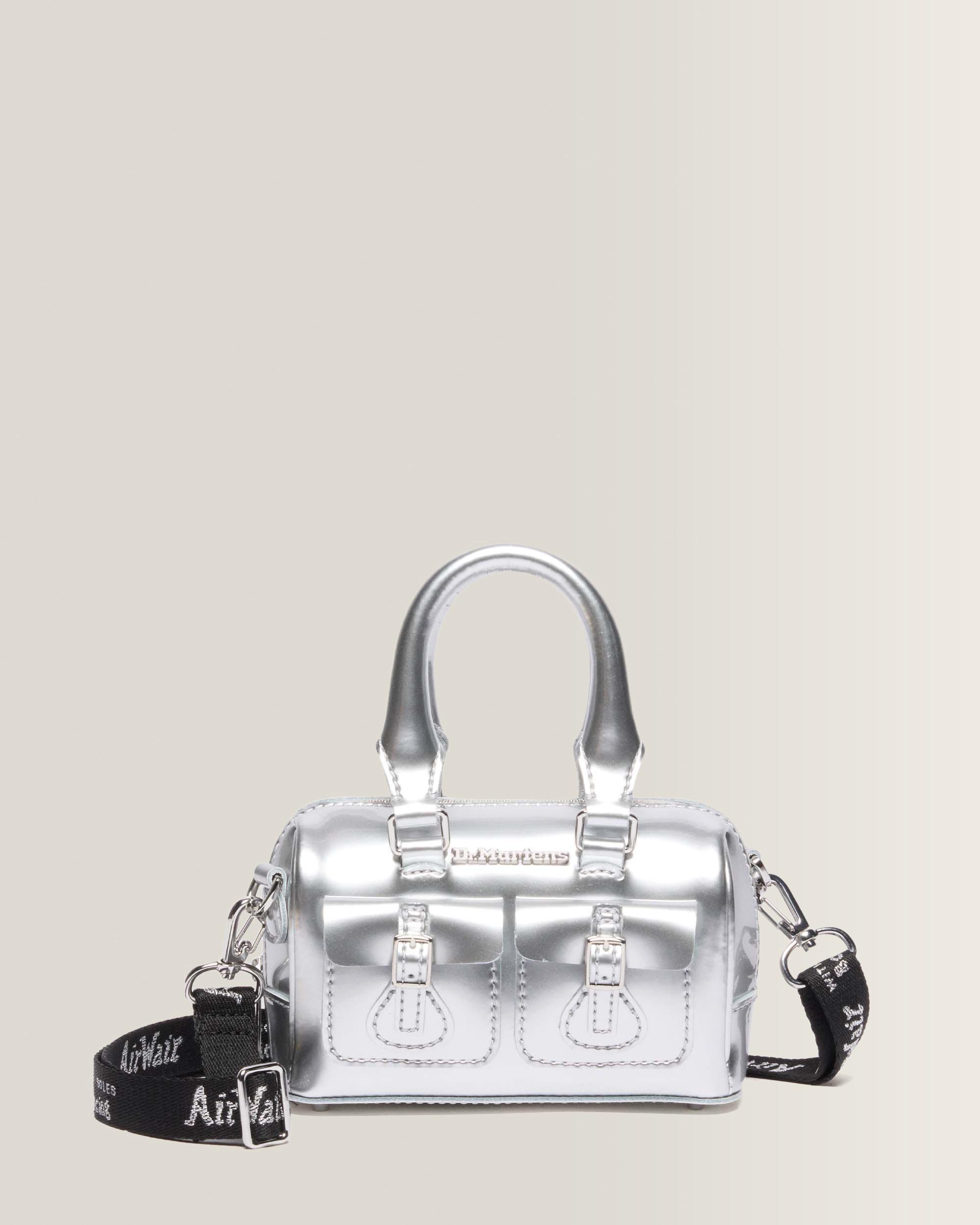 Silver Metallic Patent Lamper Mini Top Handle Tasche 