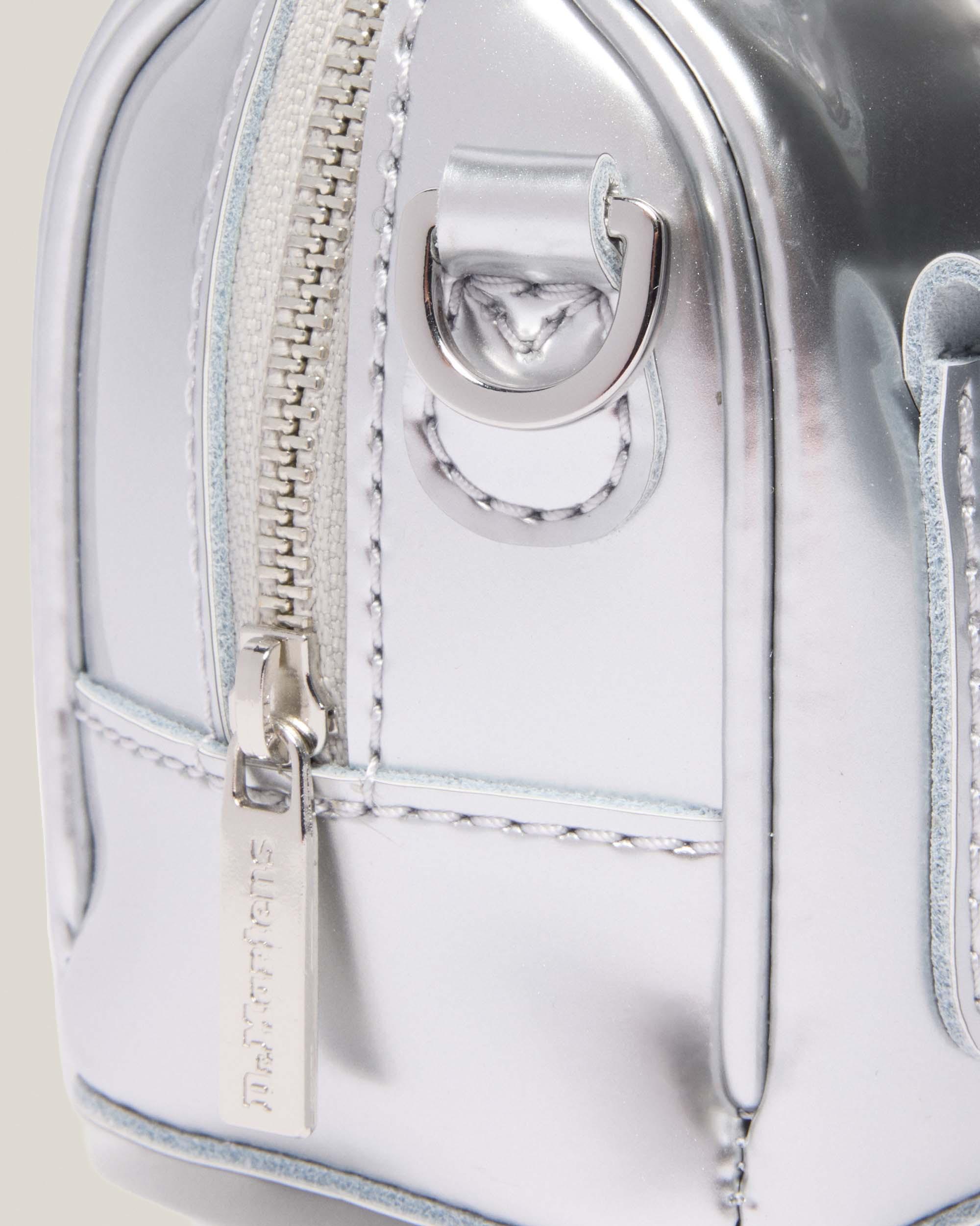 Silver Metallic Patent Lamper Mini Top Handle Tasche 