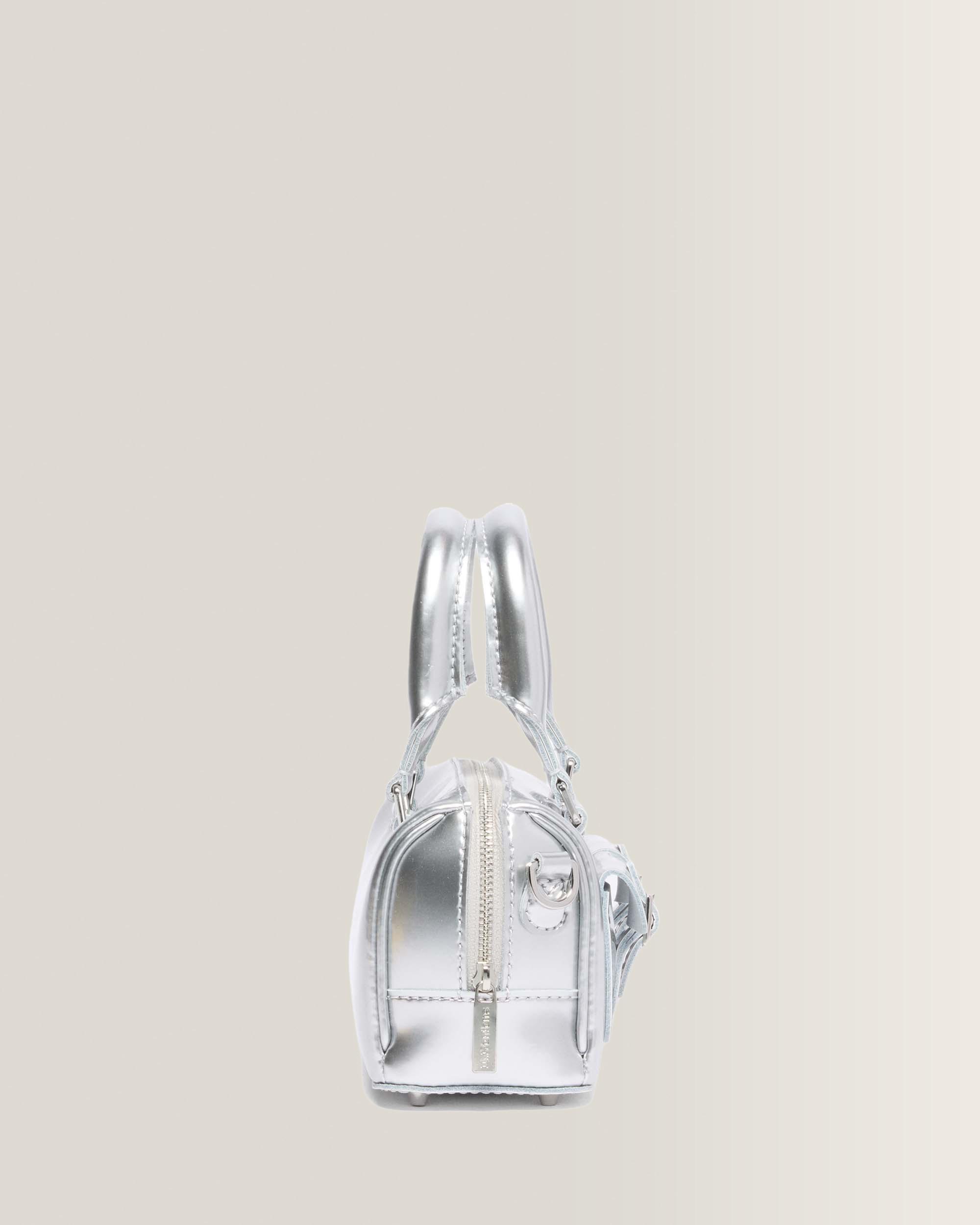 Silver Metallic Patent Lamper Mini Top Handle Tasche 