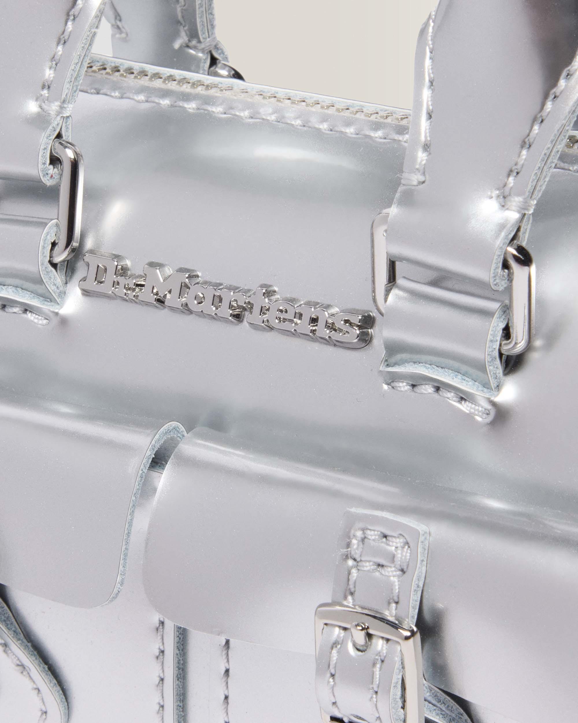 Silver Metallic Patent Lamper Mini Top Handle Tasche 