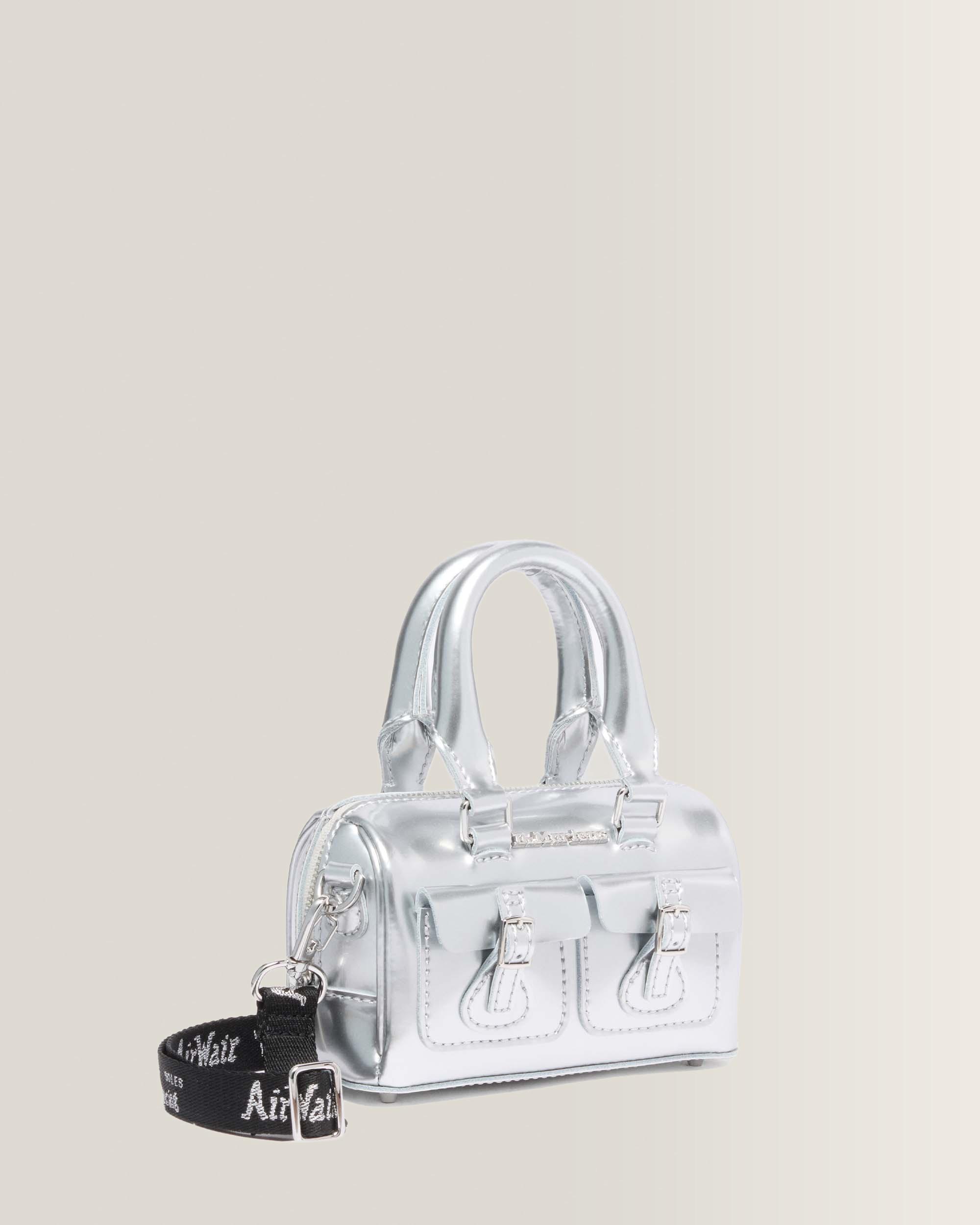 Silver Metallic Patent Lamper Mini Top Handle Tasche 