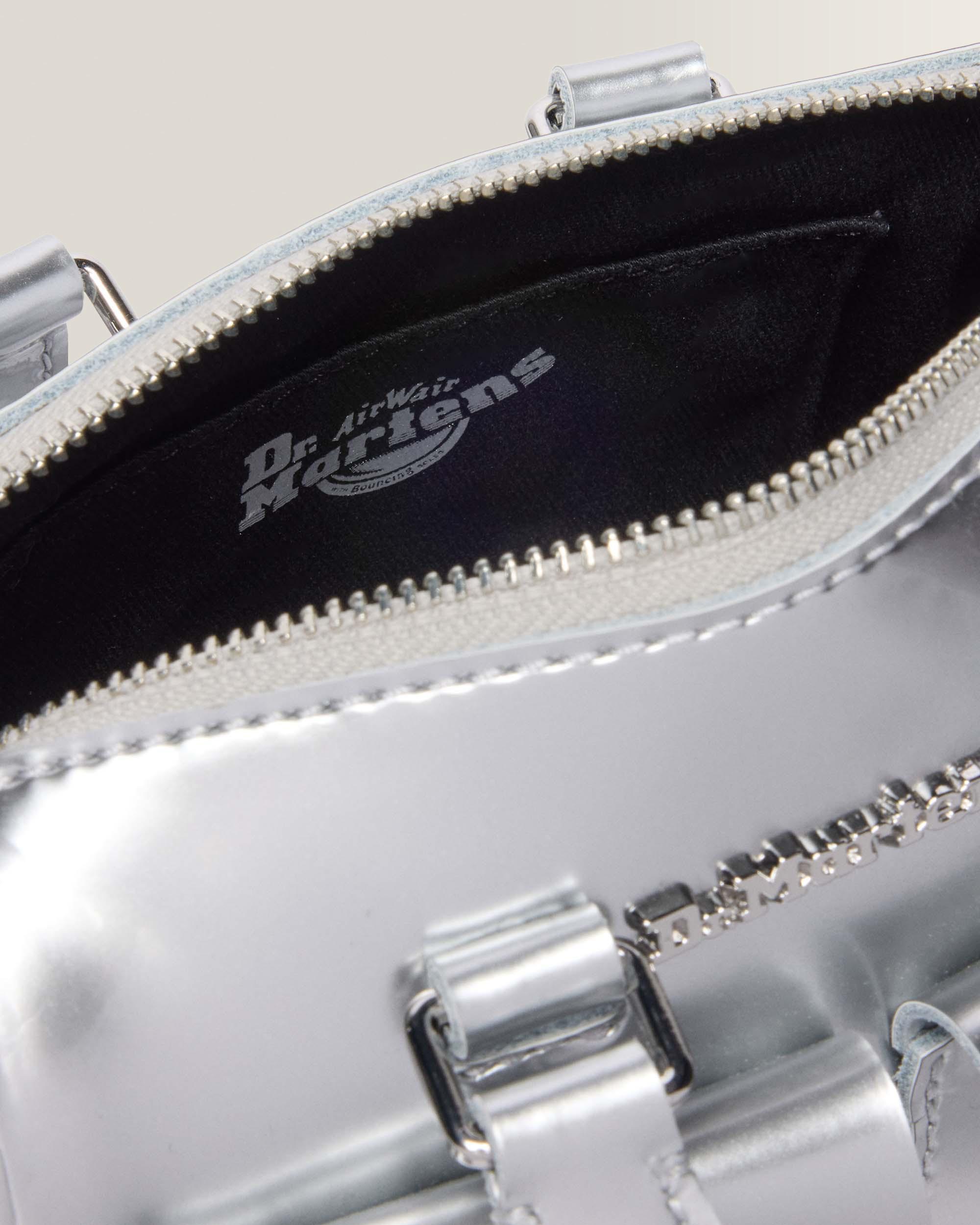 Silver Metallic Patent Lamper Mini Top Handle Tasche 