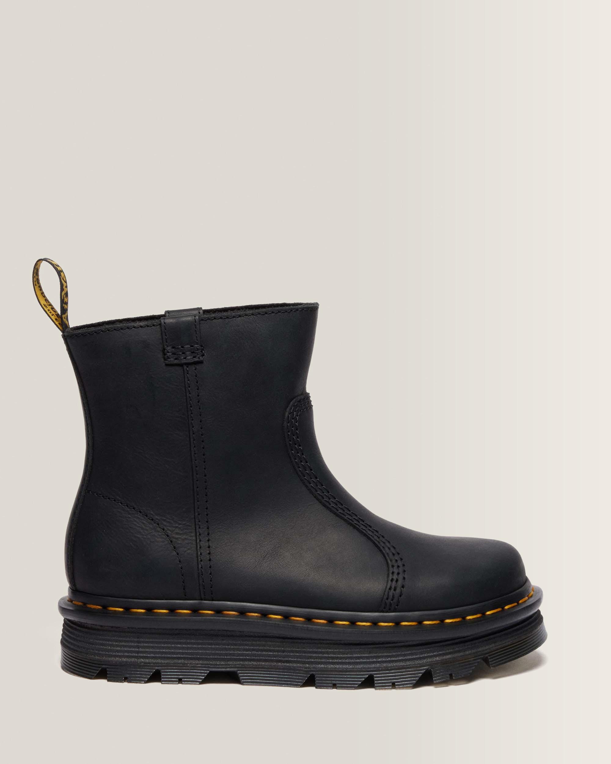 Zebzag Rigger Slip on Leather Boots in Black | Dr. Martens™