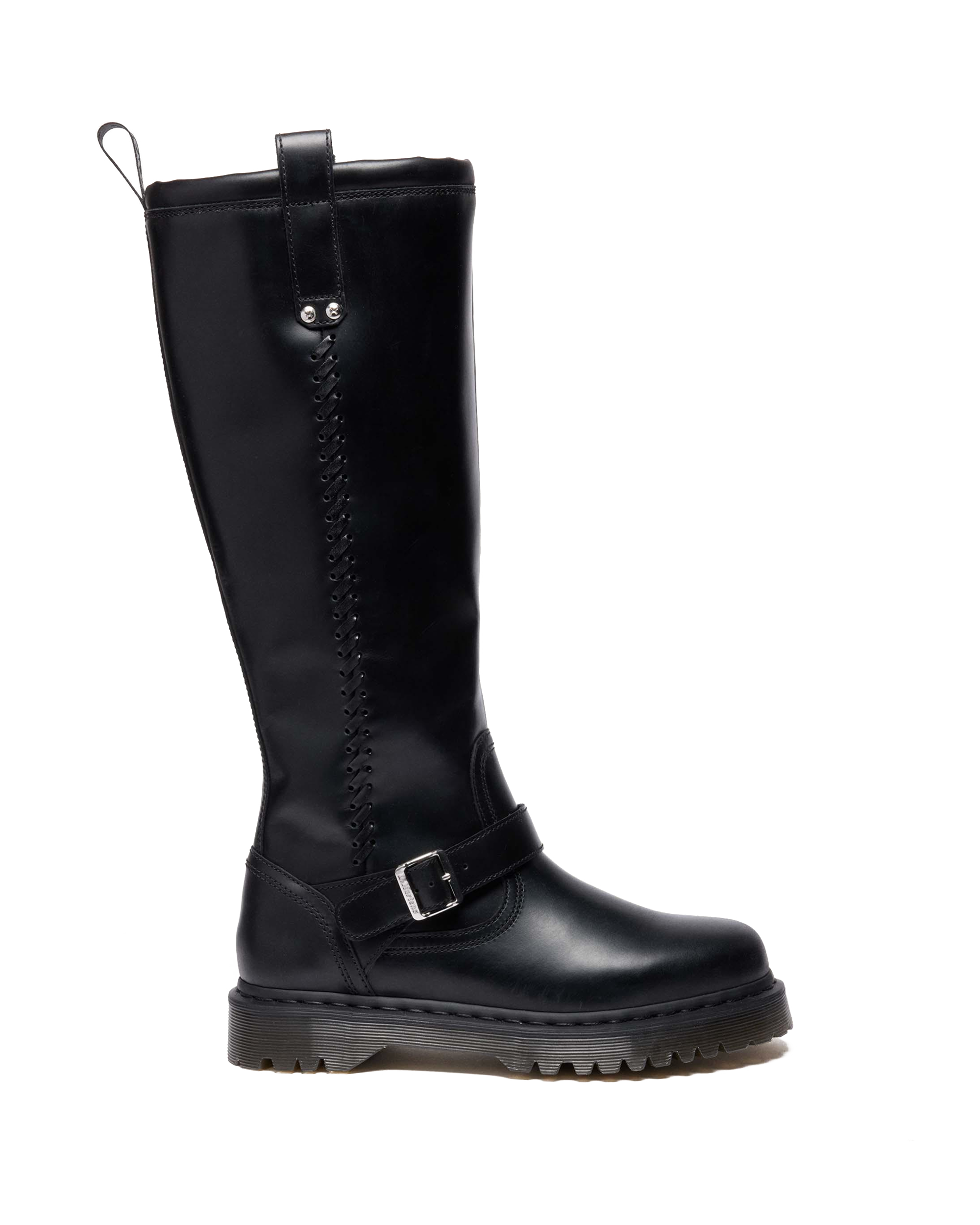 Anistone Knee High Orleans Leather Biker Boots in Black | Dr. Martens™
