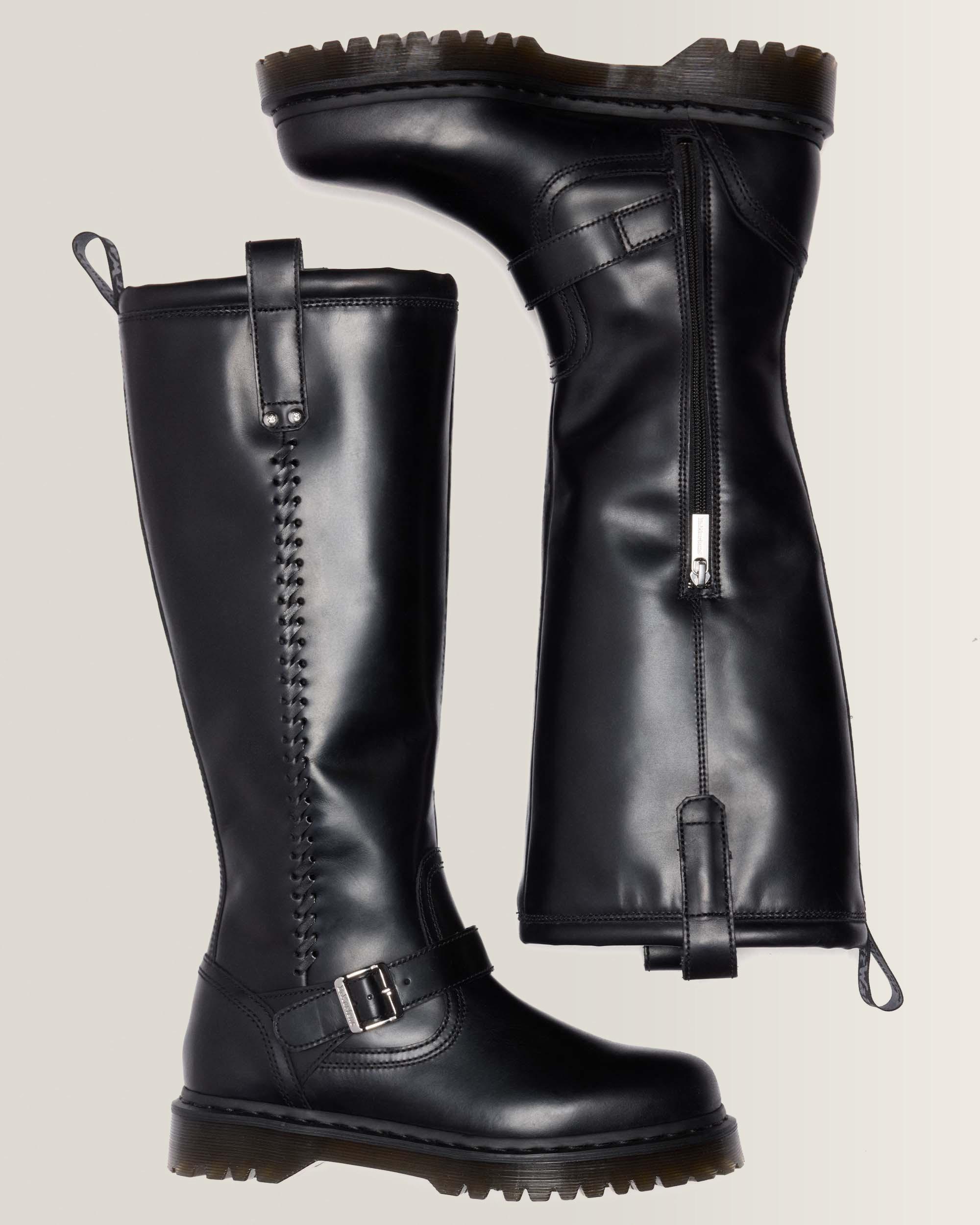 ANISTONE KNEE HIGH ORLEANS LEATHER BIKER BOOTS 