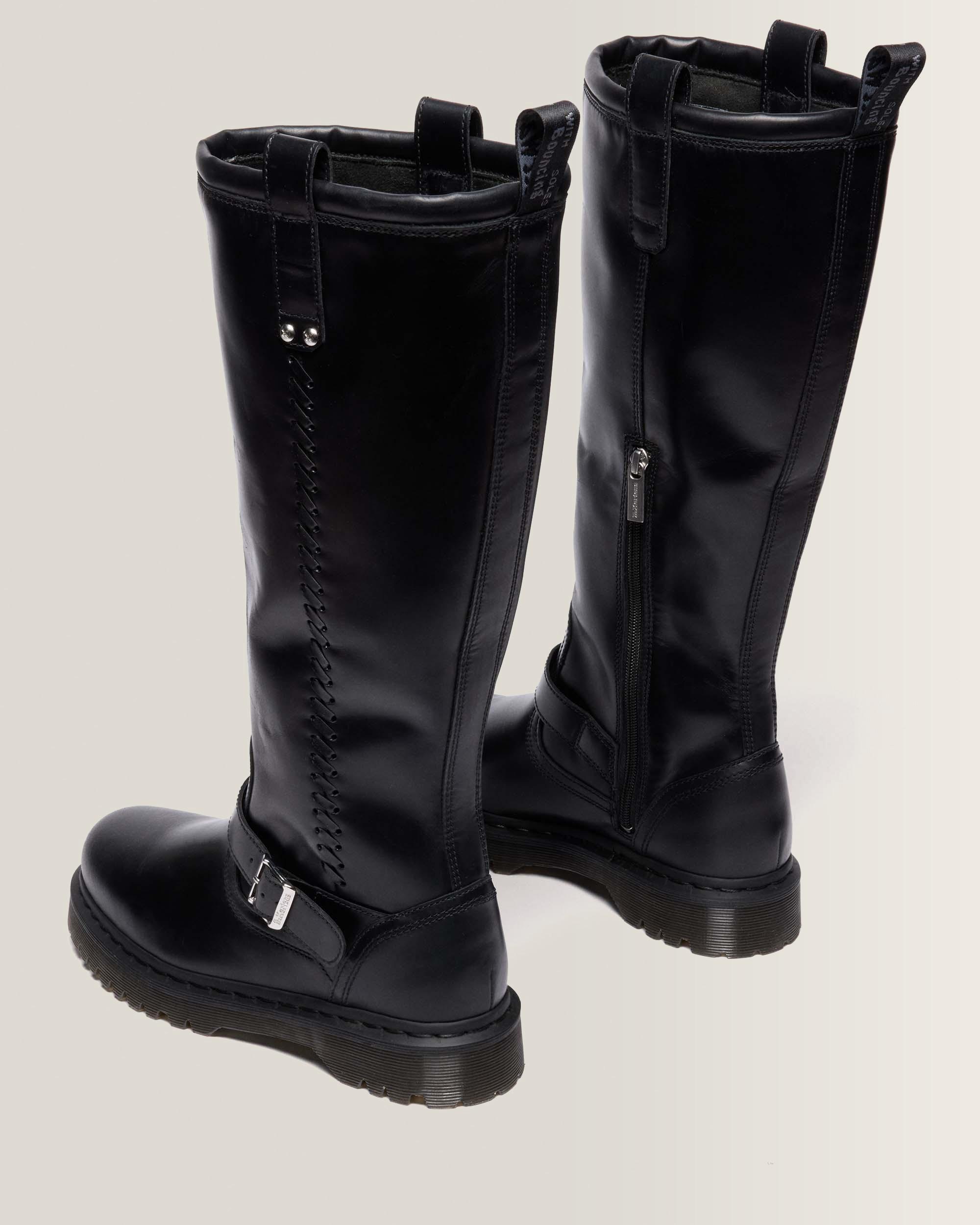 ANISTONE KNEE HIGH ORLEANS LEATHER BIKER BOOTS 