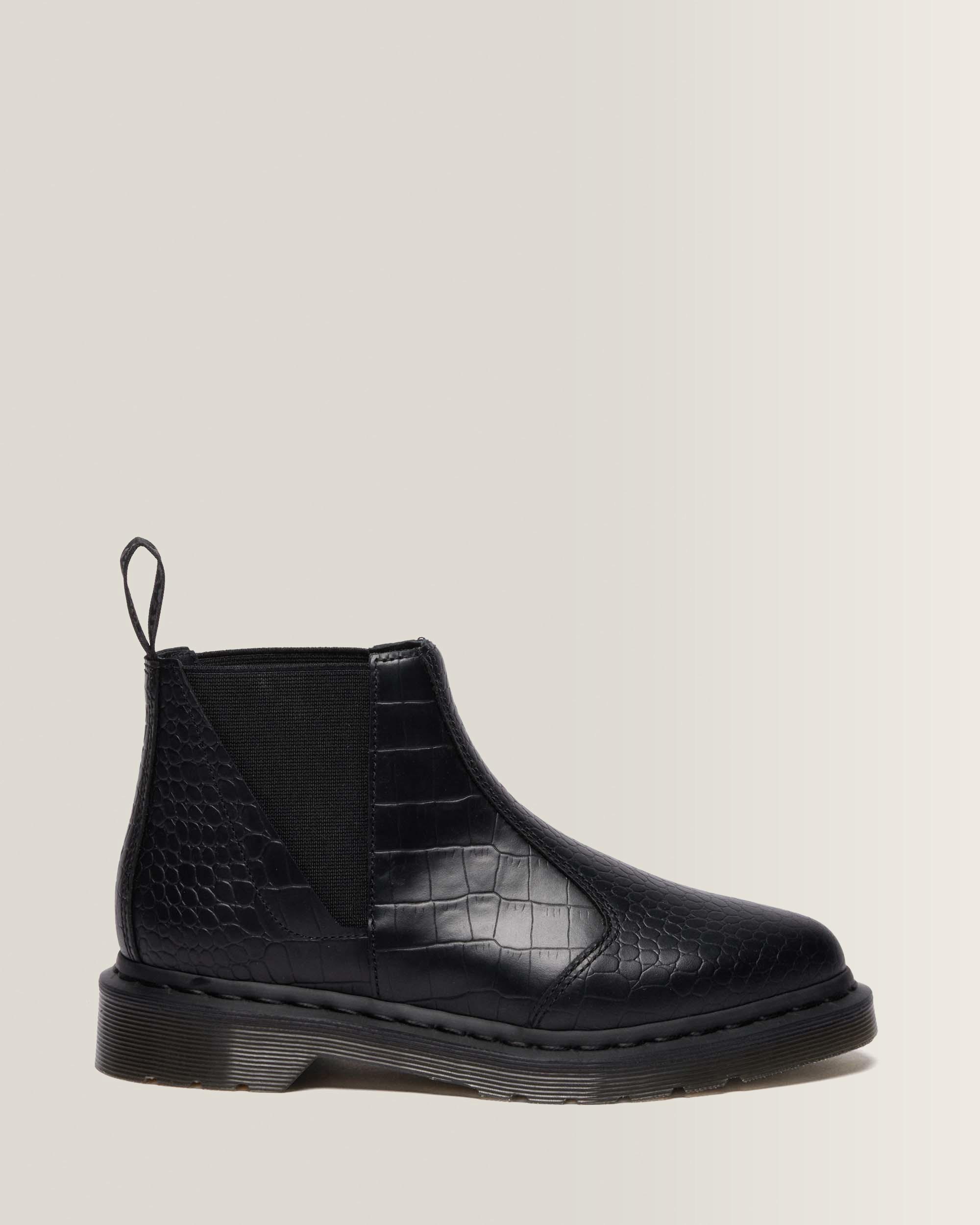Bianca II Tapered Croc Emboss Leather Lo Boots