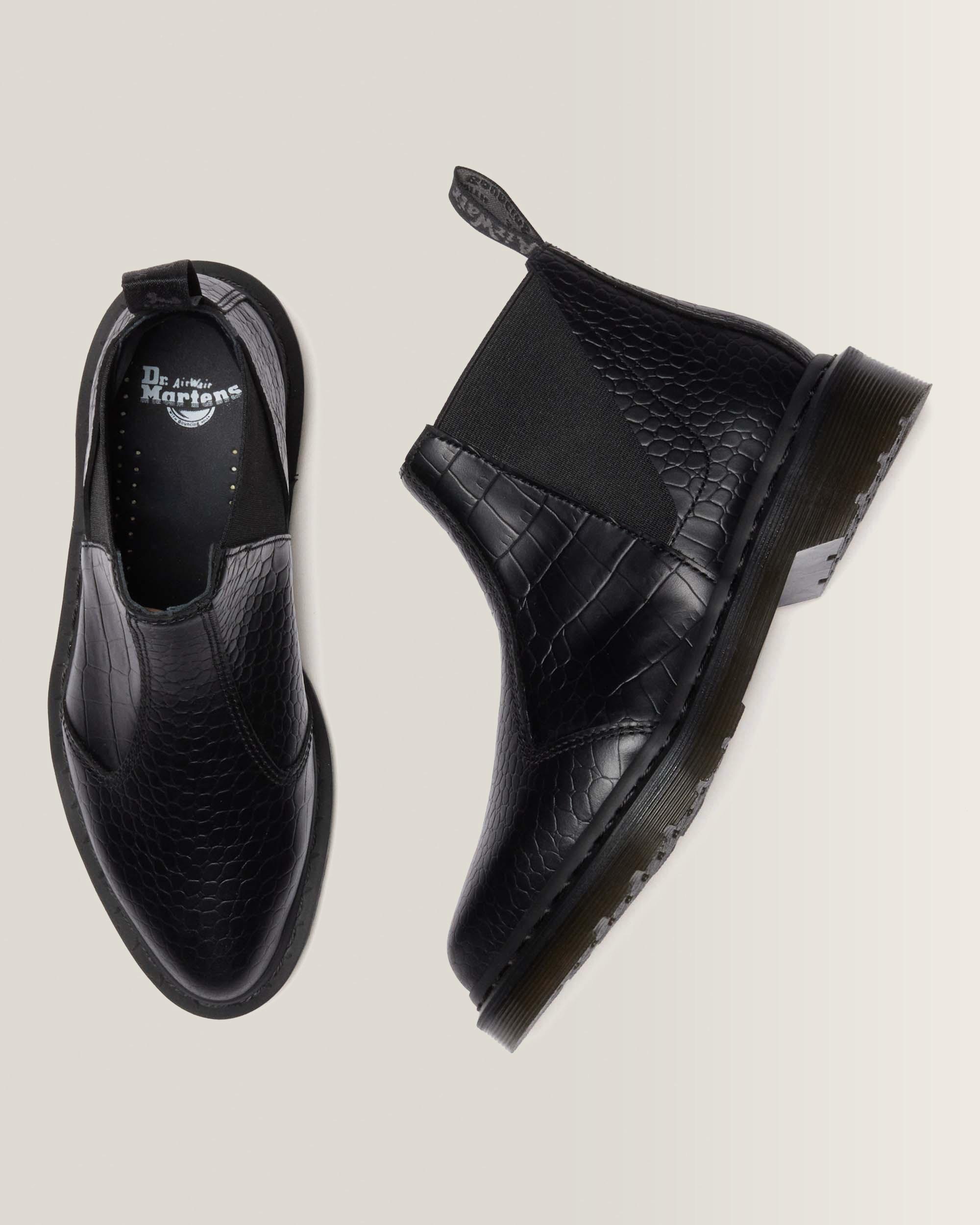 Bianca II Tapered Croc Emboss Leather Lo Boots