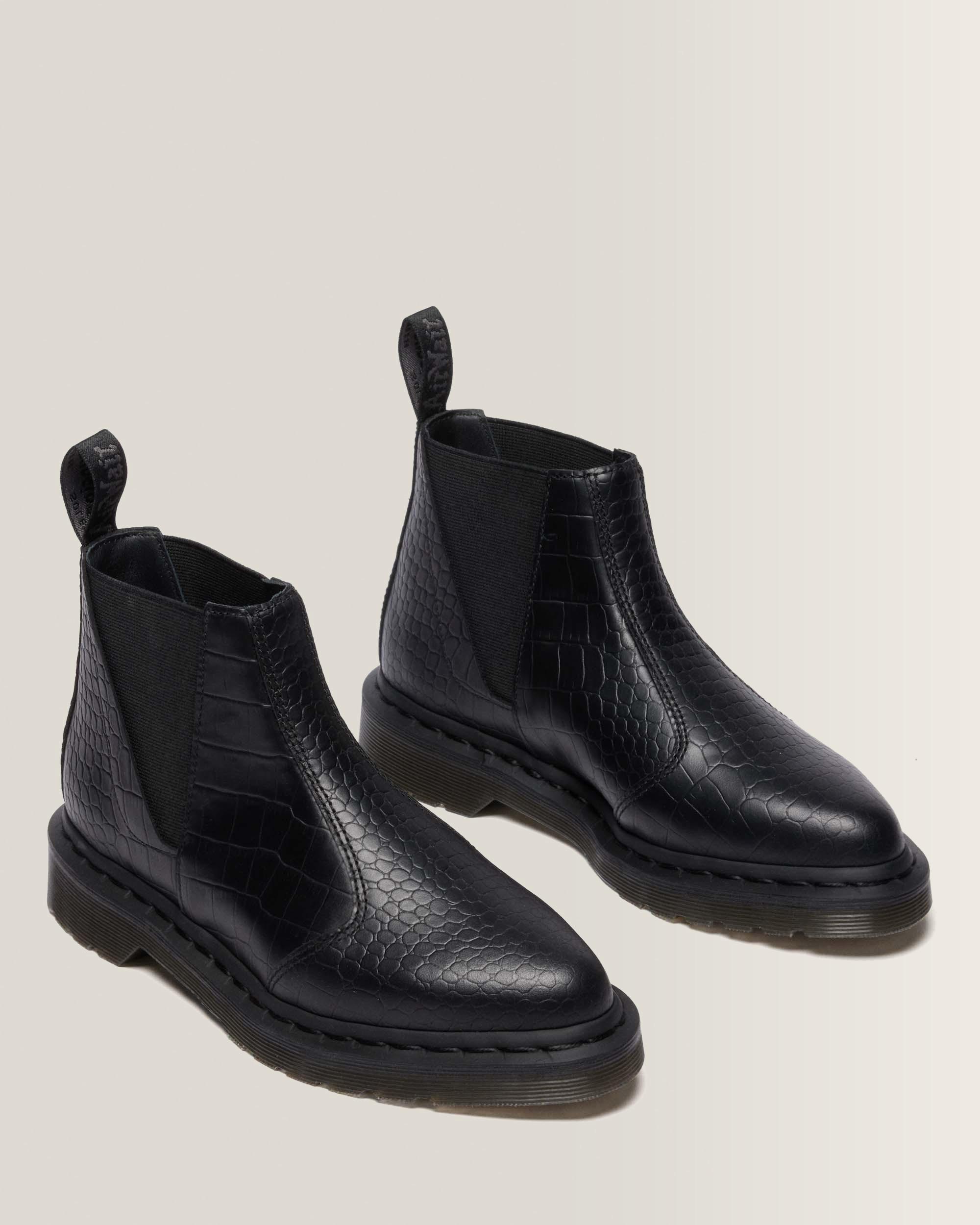 Bianca II Tapered Croc Emboss Leather Lo Boots