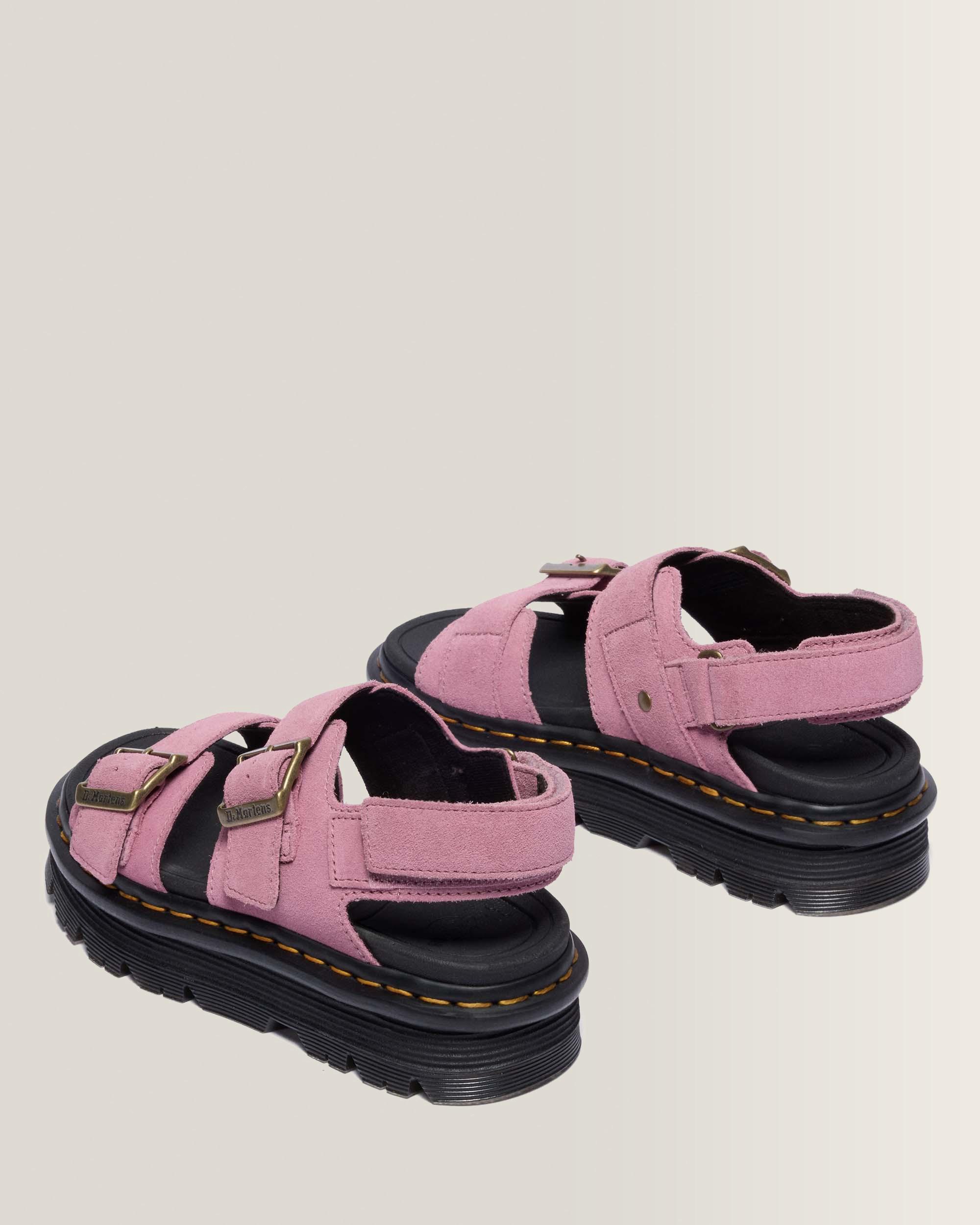 Zebzag Suede Sandals in Dusty Rose | Dr. Martens™
