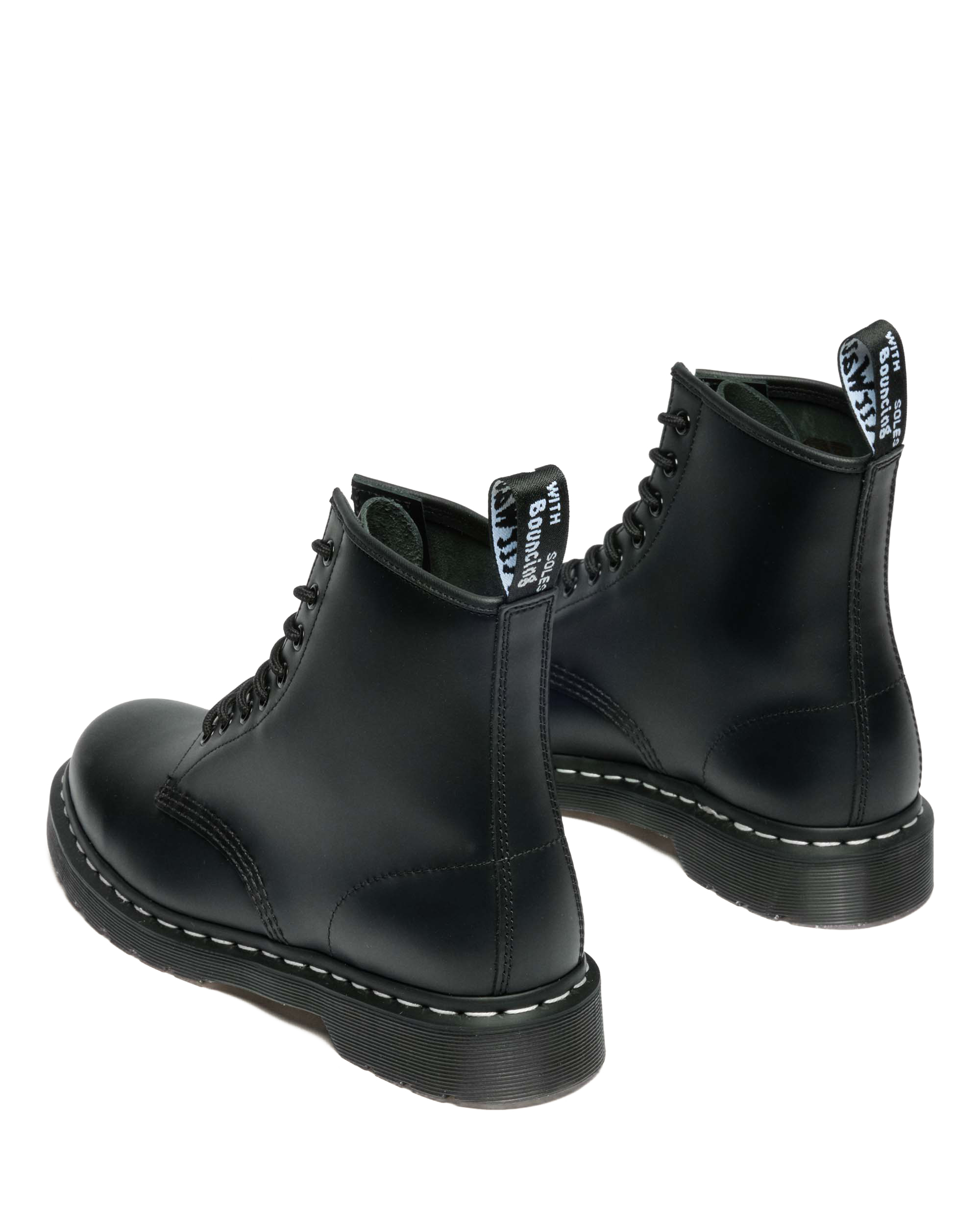 1460 White Stitch Smooth Leather Lace Up Boots in BLACK | Dr. Martens™