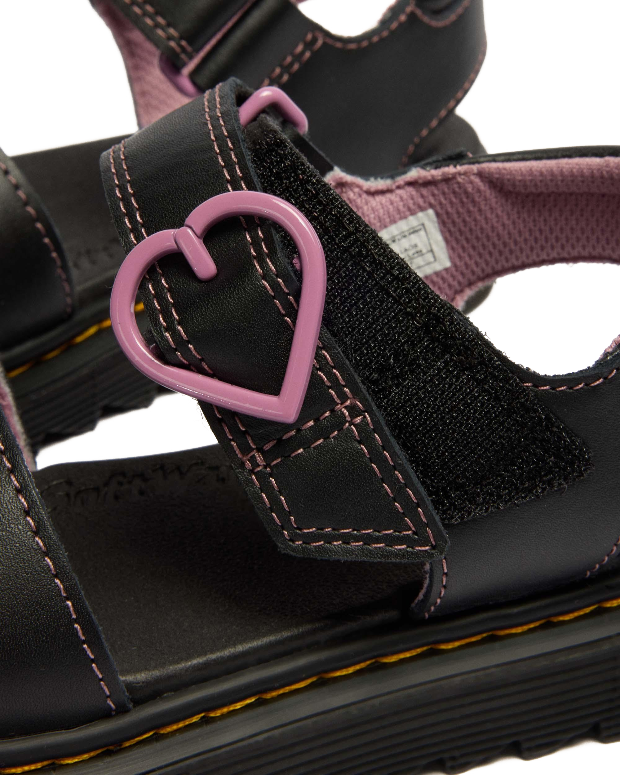 Обувь Dr. Martens Junior Marlowe II Glitter Heart Leather Strap Shoes для детей, цвет: Чёрный — фото 2