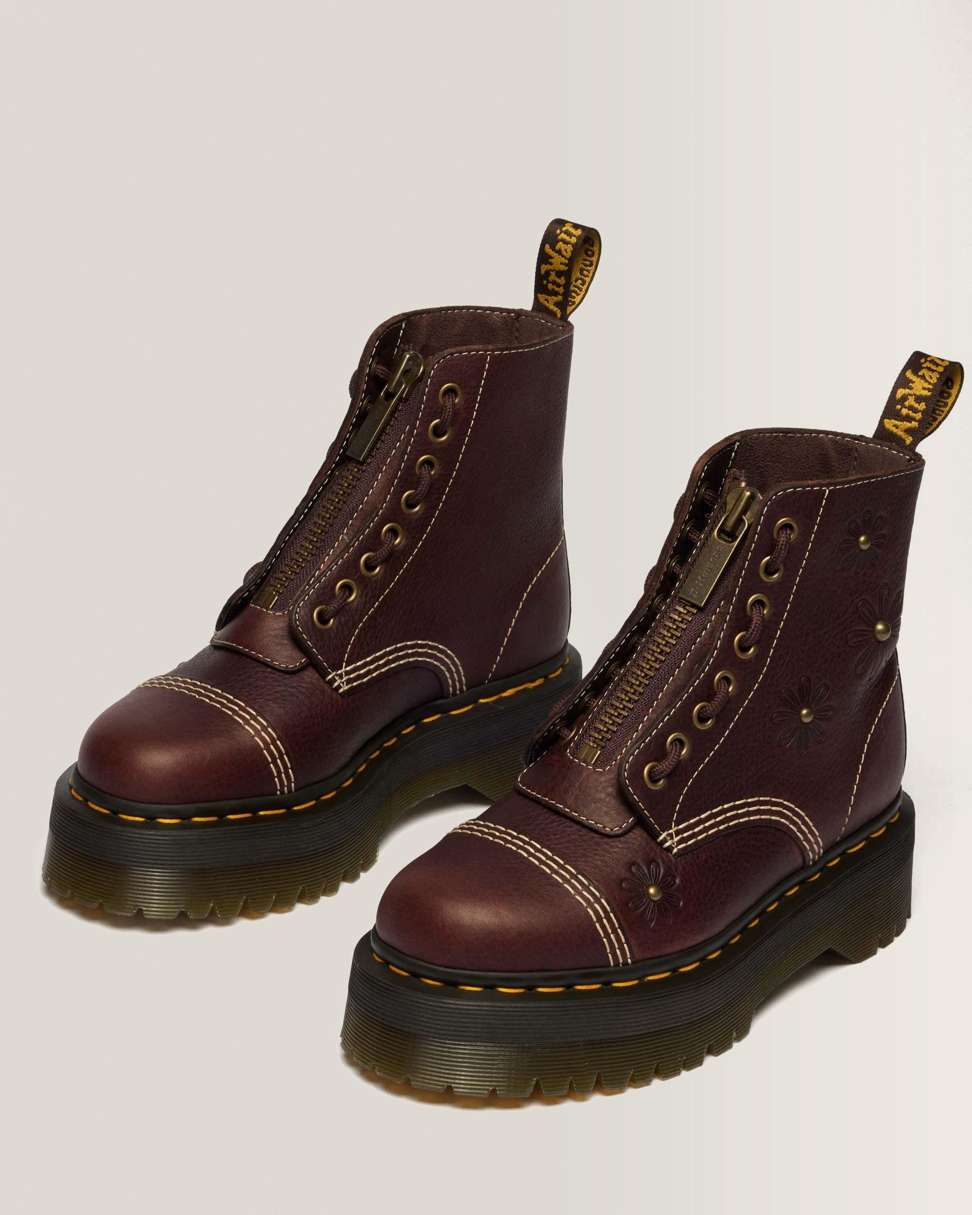 Boots plateformes Sinclair Flower en cuir Grizzly