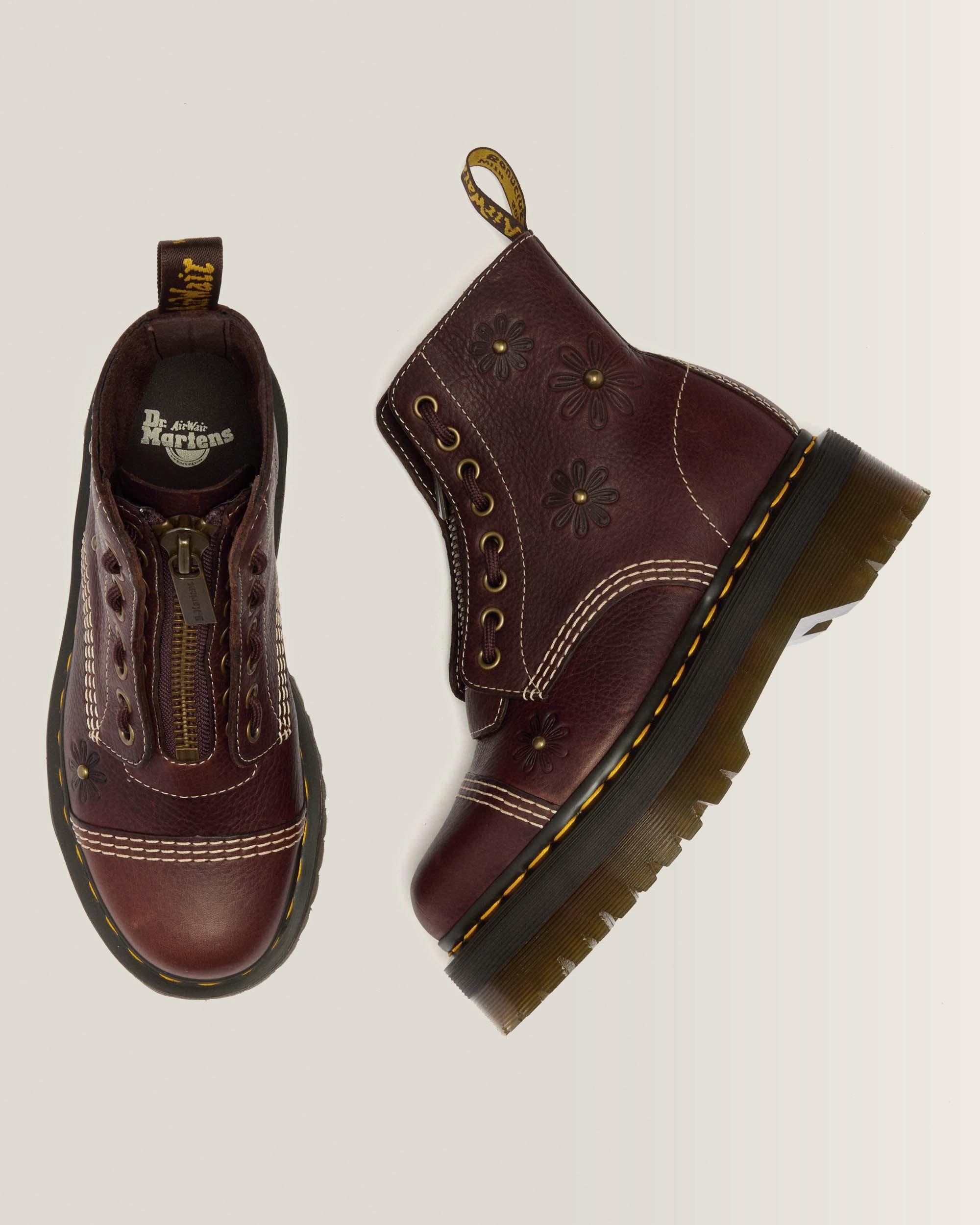Boots plateformes Sinclair Flower en cuir Grizzly