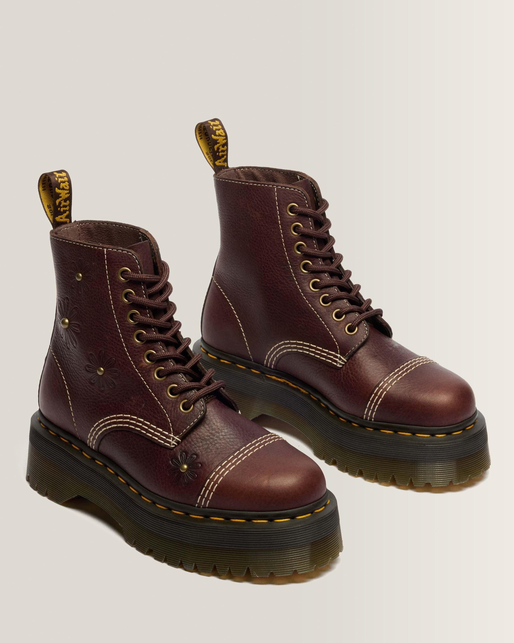 Boots plateformes Sinclair Flower en cuir Grizzly