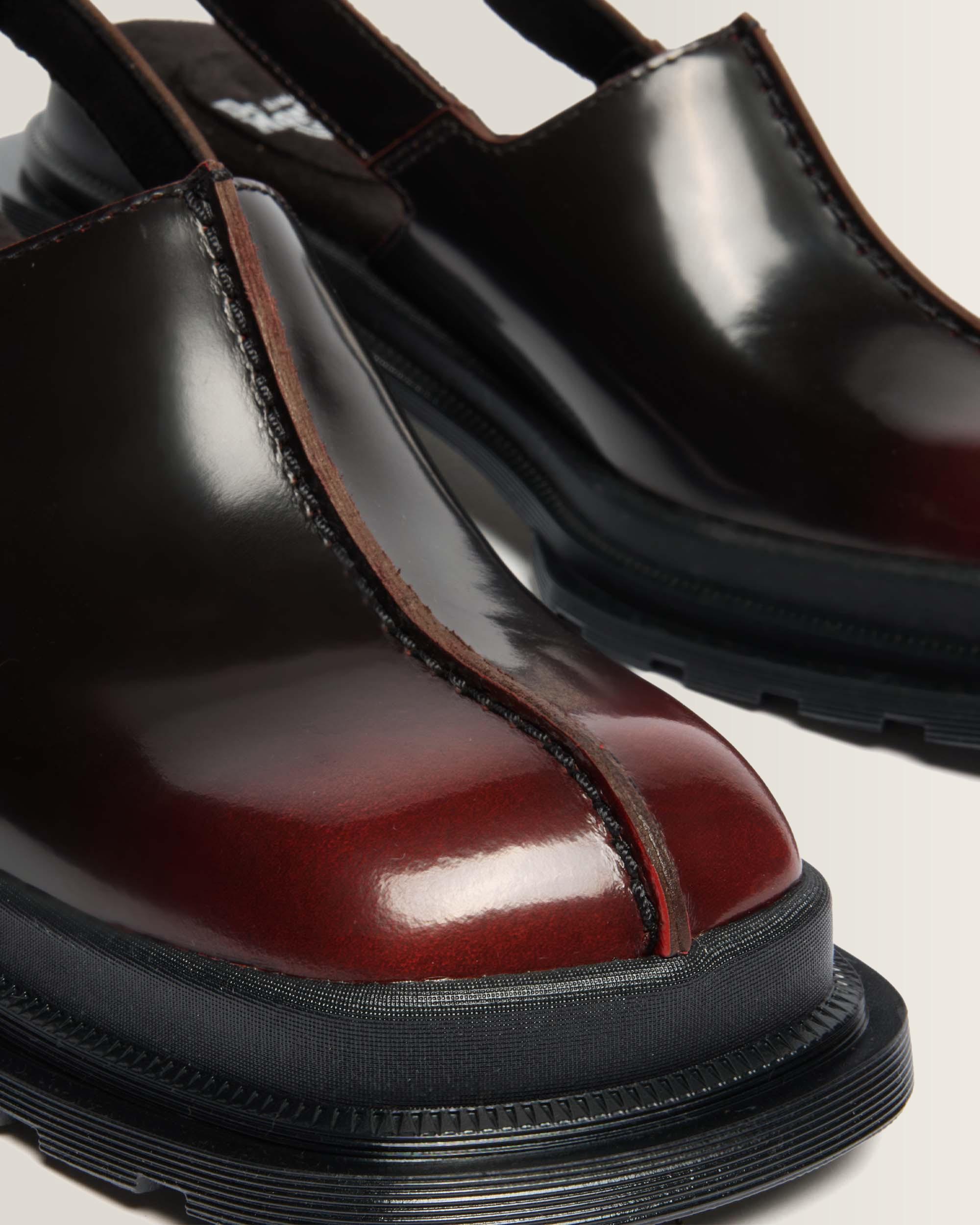 Maybole Square Toe Rub Off Leather Mules in Cherry Red Arcadia