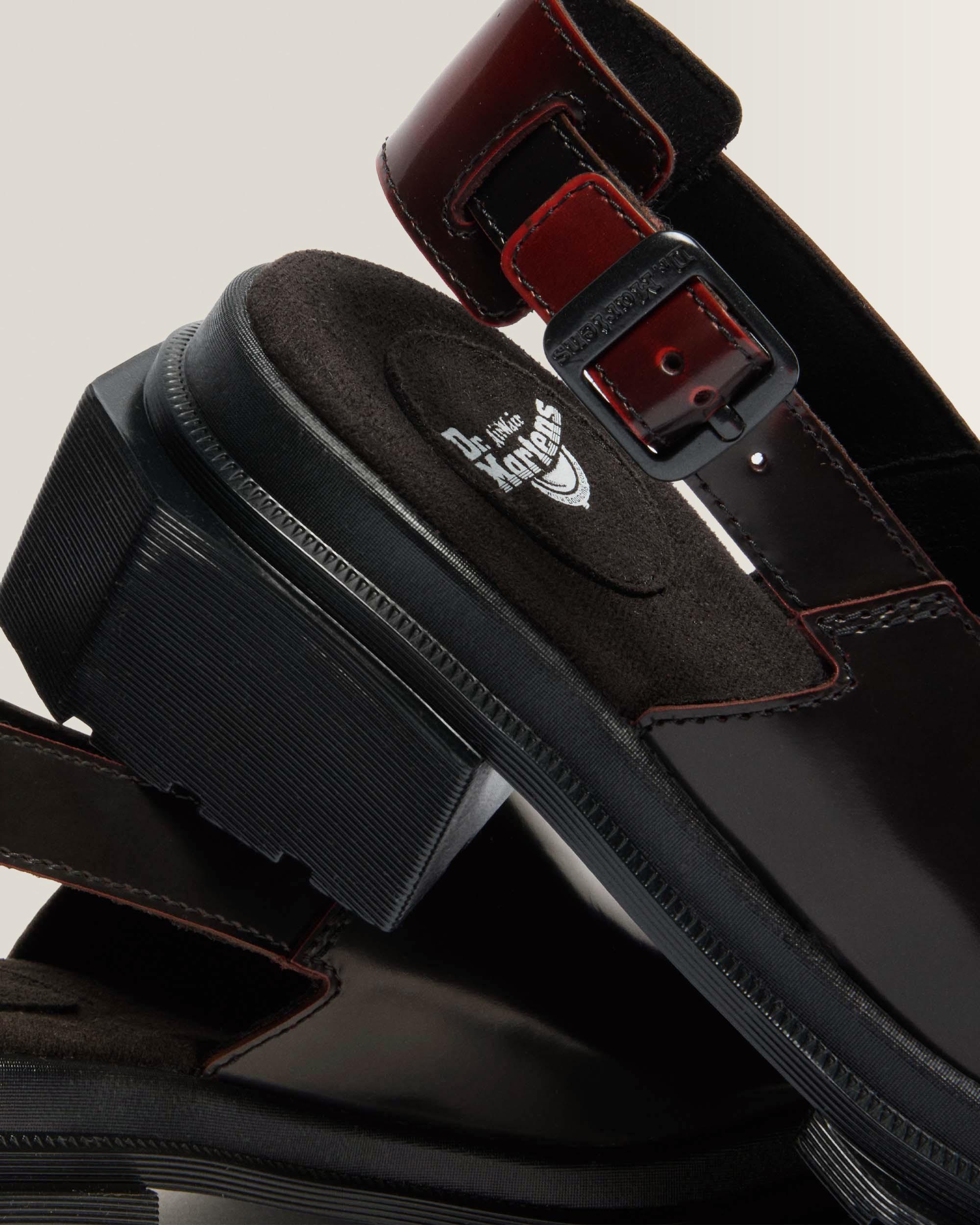 Maybole Square Toe Rub Off Leather Mules in Cherry Red Arcadia