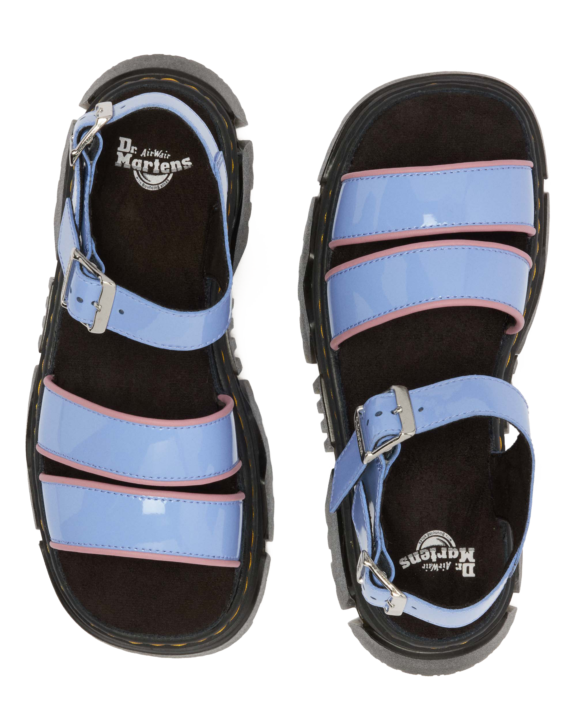 Mattison Two Strap Soft Patent Leather Sandals in CORNFLOWER BLUE