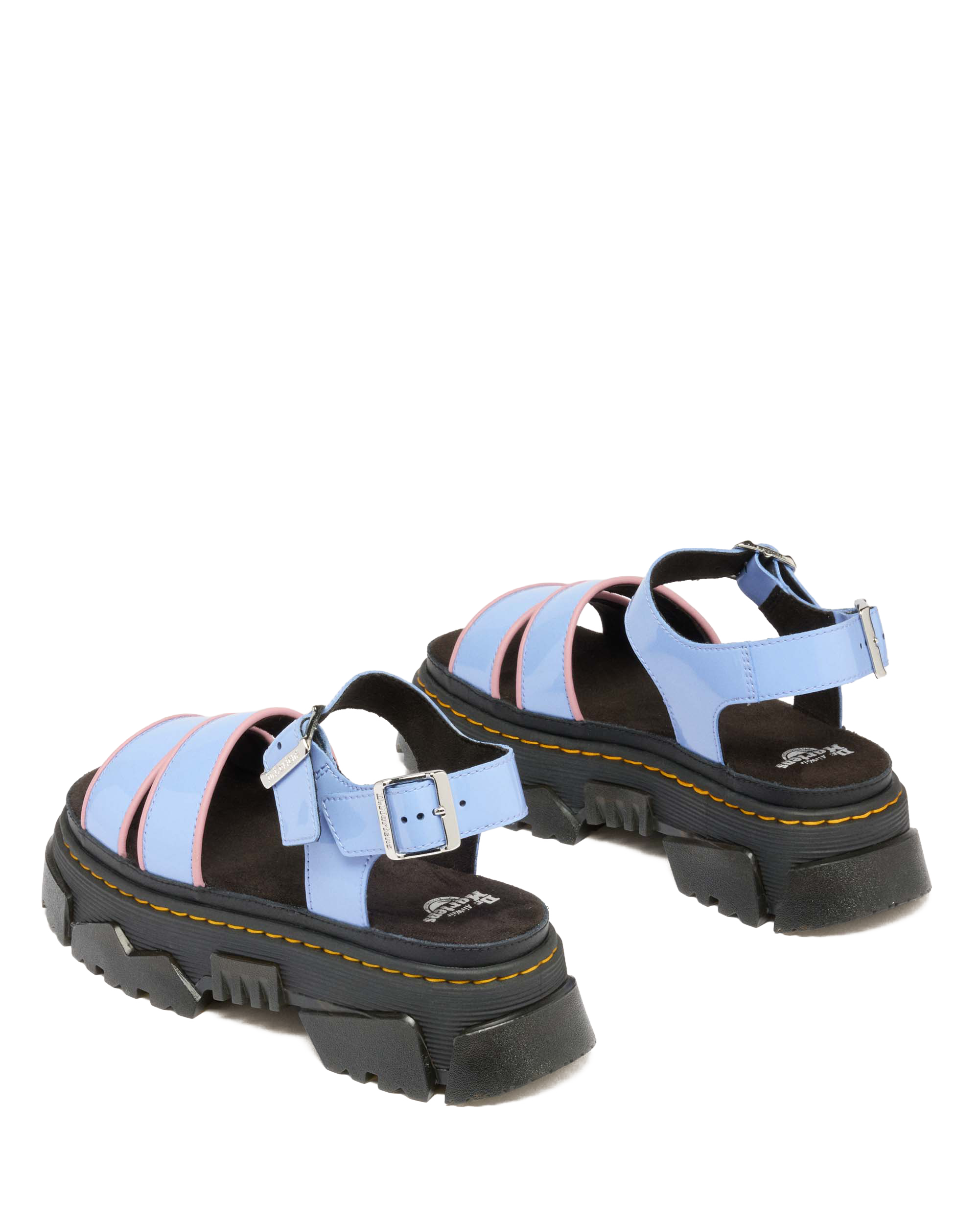 Mattison Two Strap Soft Patent Leather Sandals in CORNFLOWER BLUE