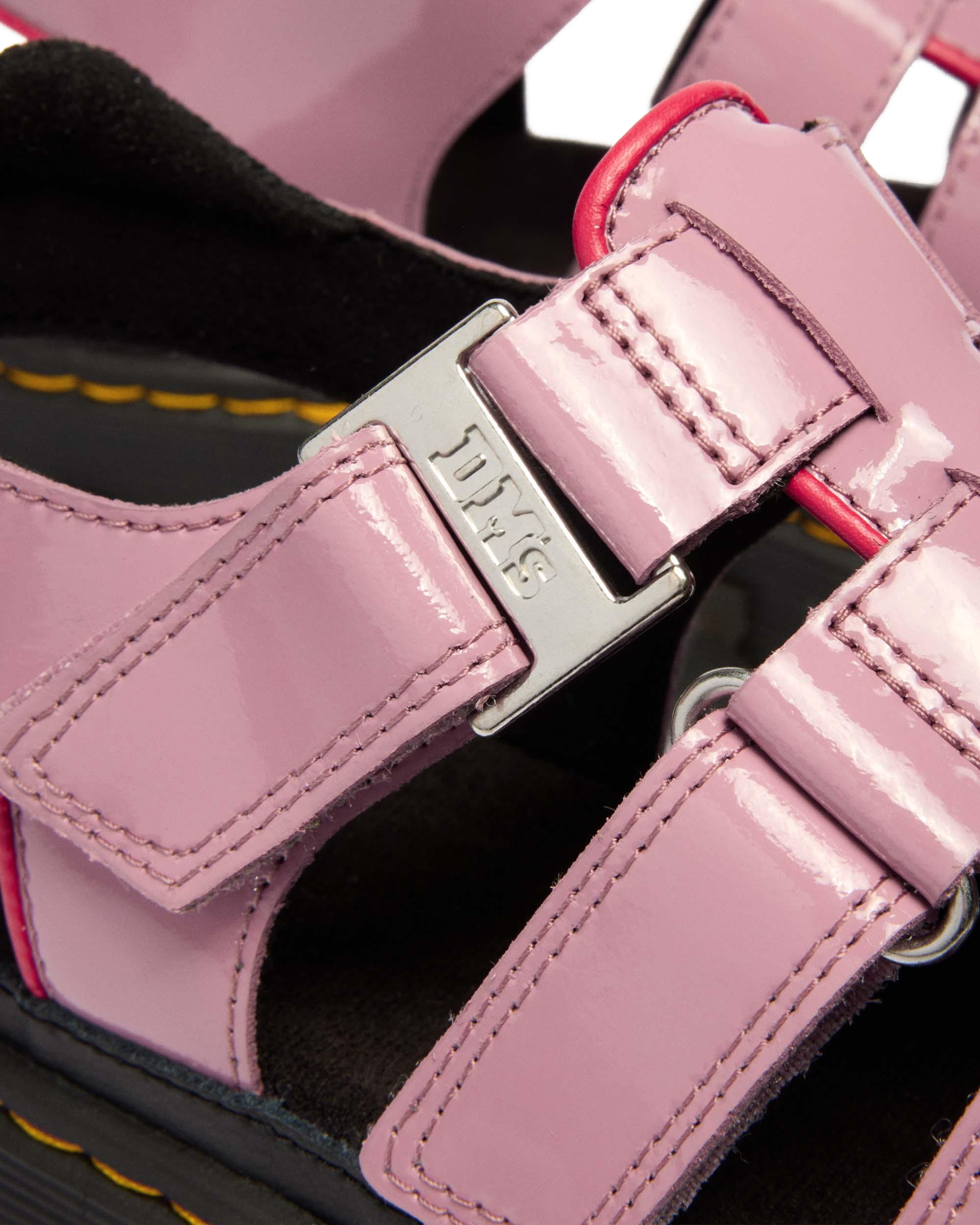 Mattison Three Strap Soft Patent Leather Sandals in Dusty Rose