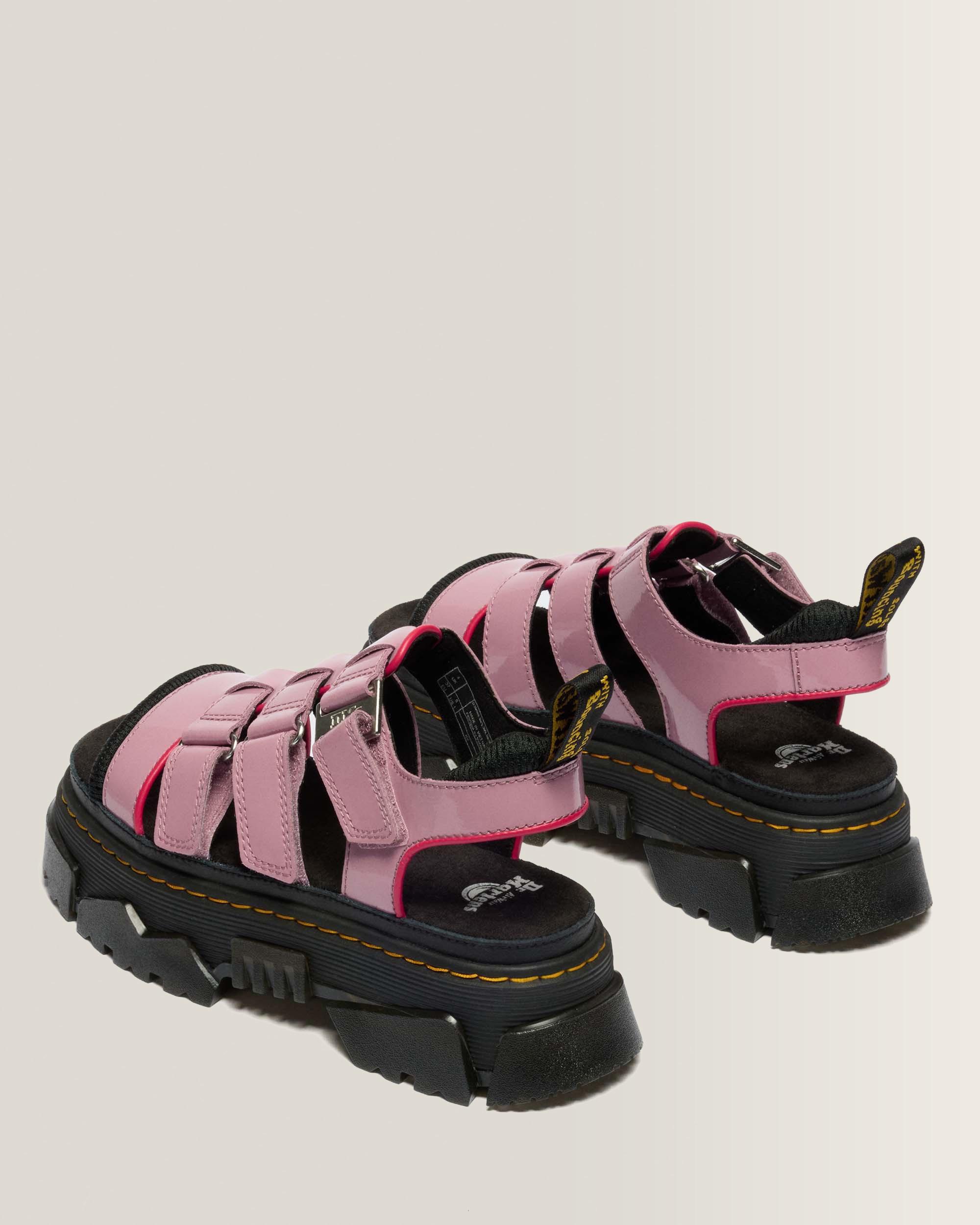 Mattison Three Strap Soft Patent Leather Sandals in Dusty Rose