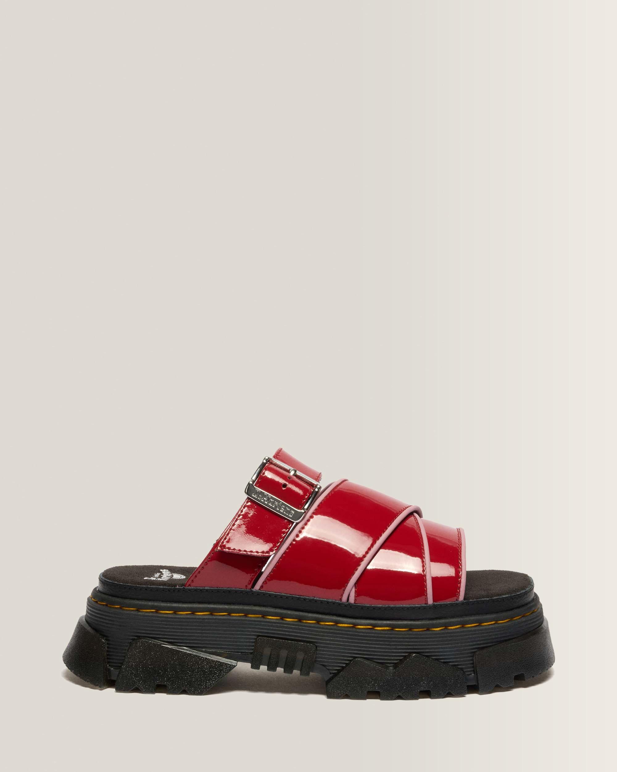 Mattison Slide Soft Patent Leather Sandals in Scarlet Red | Dr