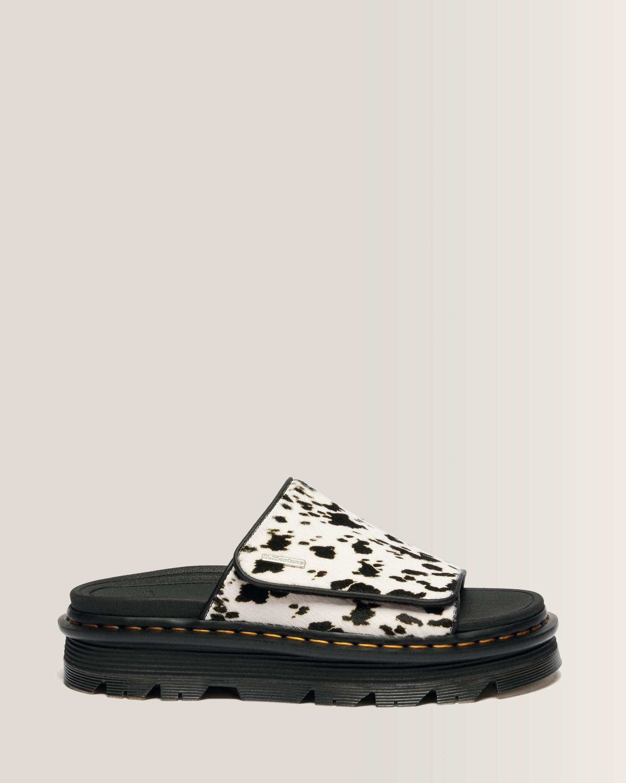 Zebzag Dalmatian Hair-On Leren Platform Slides
