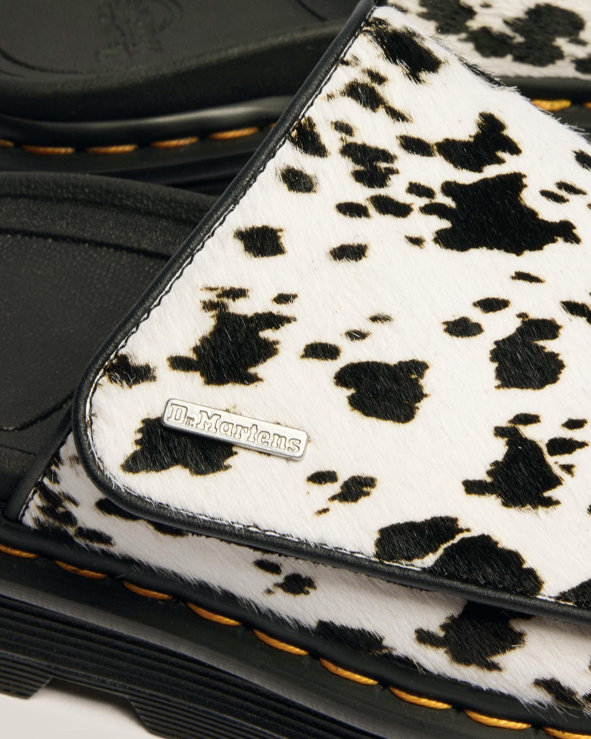 Zebzag Dalmatian Hair-On Leren Platform Slides
