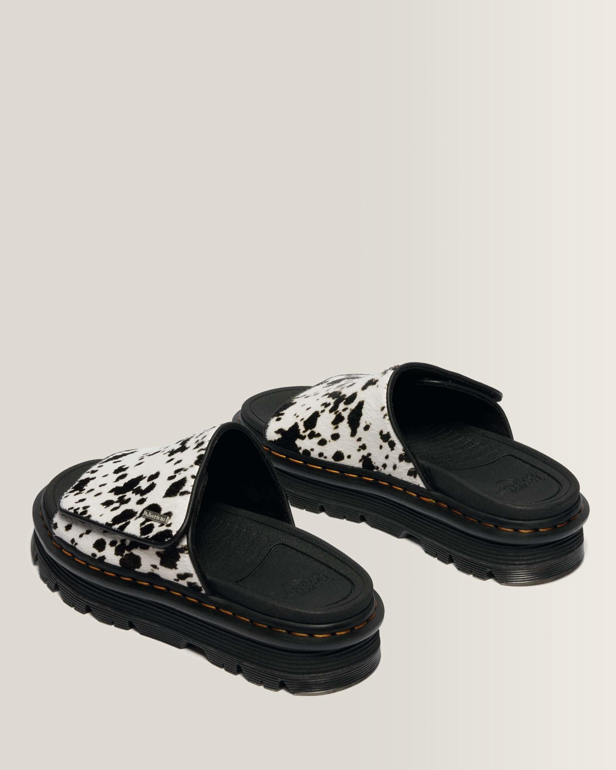 Zebzag Dalmatian Hair-On Leren Platform Slides