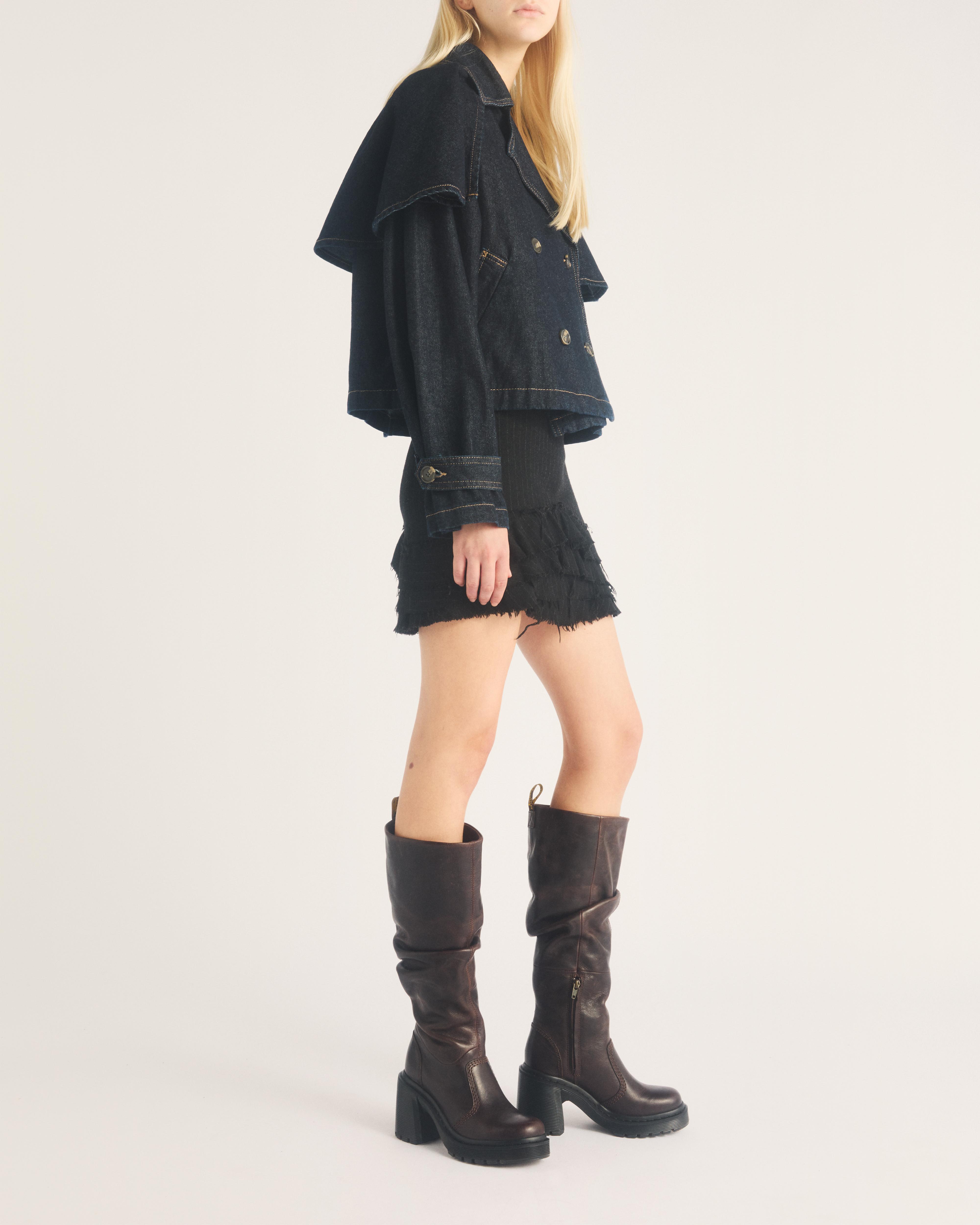 Kasey Leather Knee High Heeled Boots in Dark Brown | Dr. Martens™