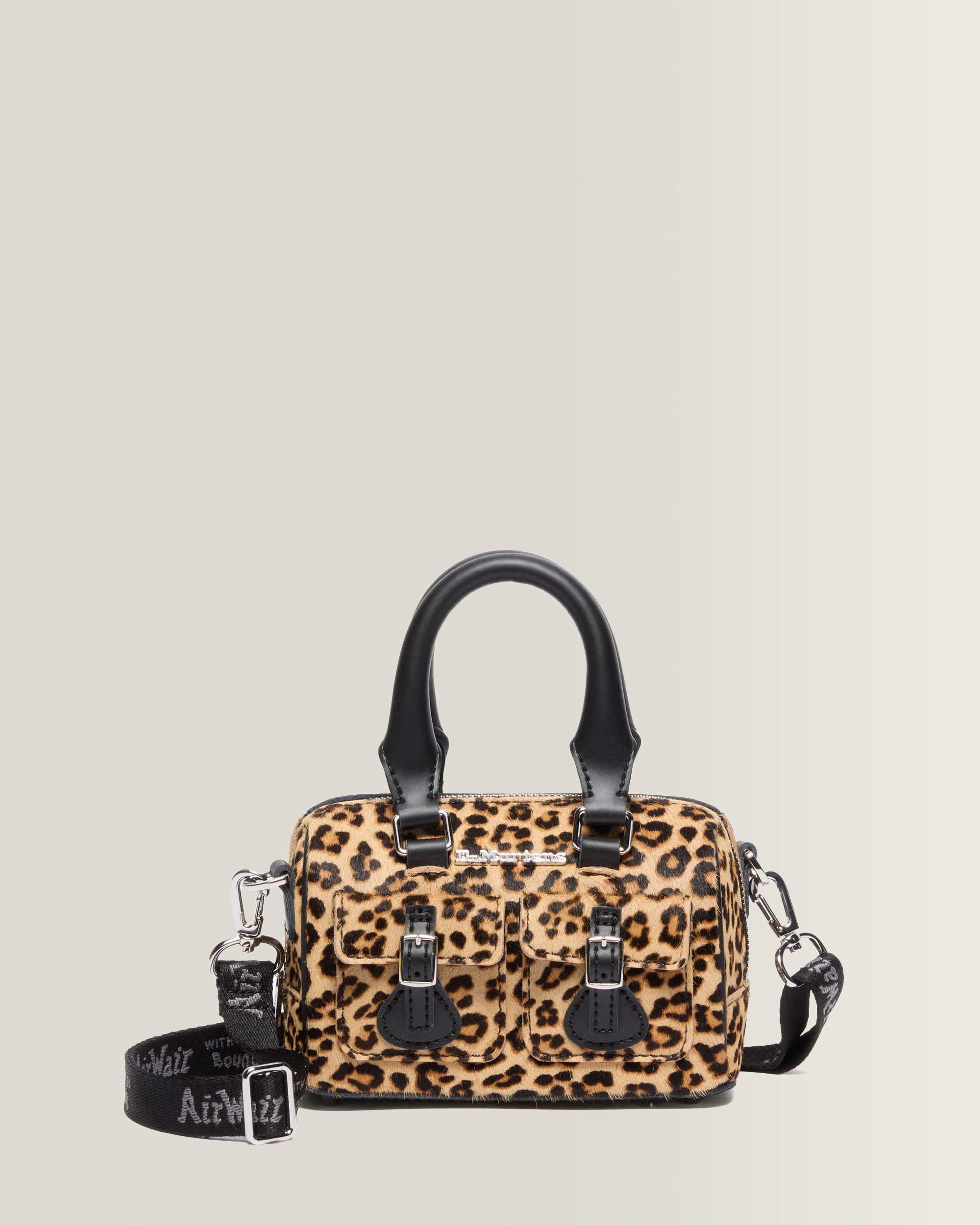Mini borsa con manici in pelle leopardata