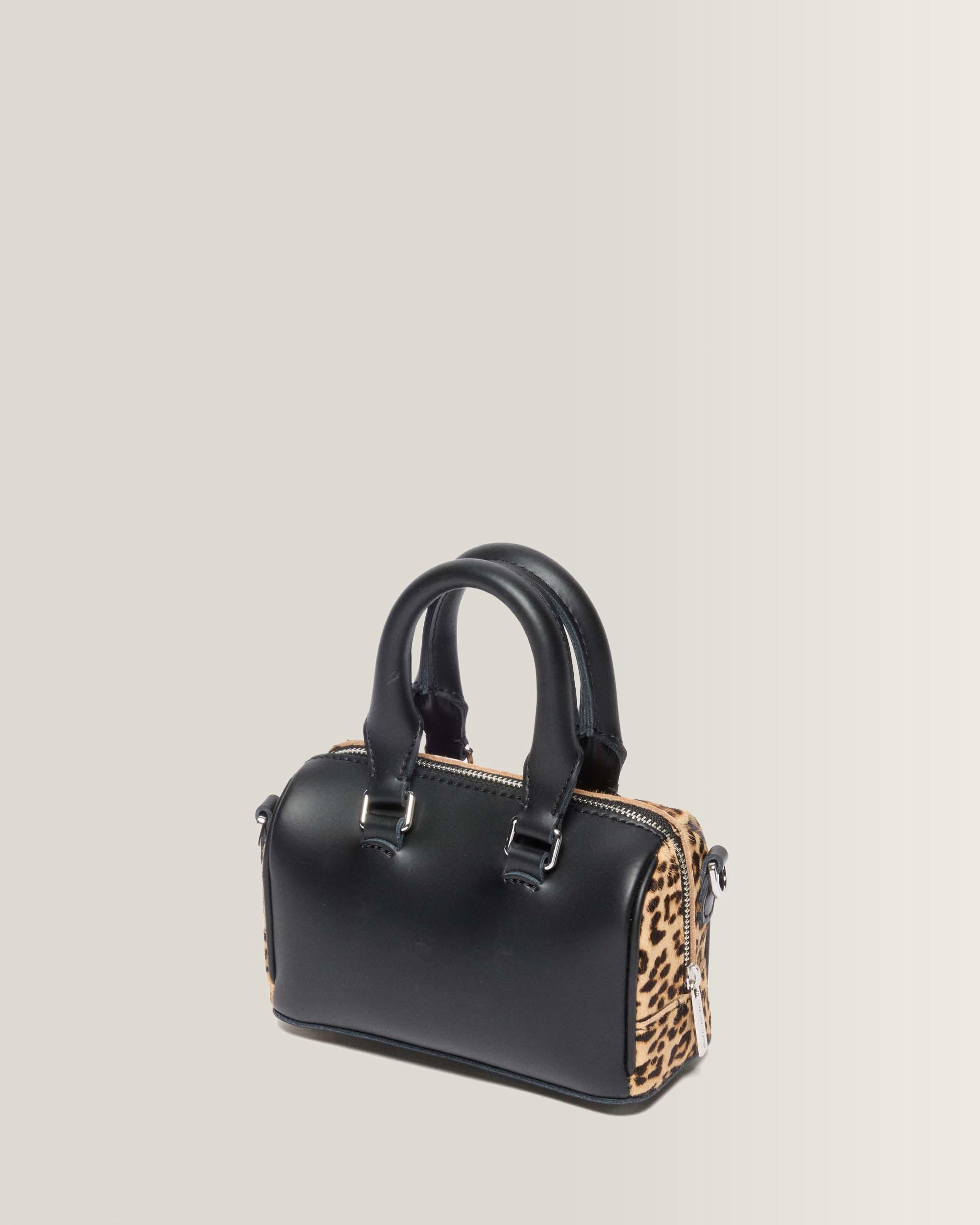 Mini borsa con manici in pelle leopardata