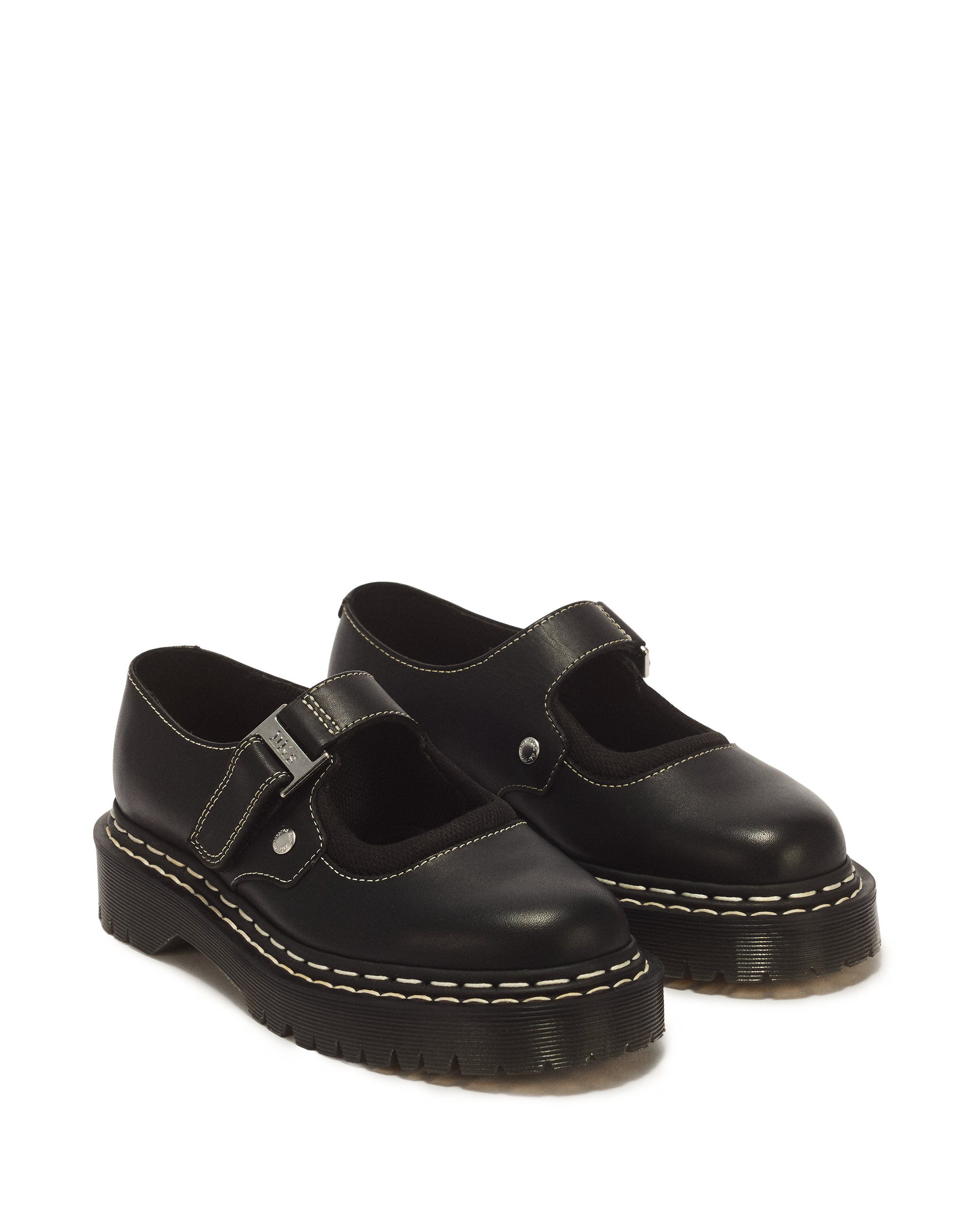 Mary Jane Bex Double Stitch Leather Shoes in BLACK | Dr. Martens™